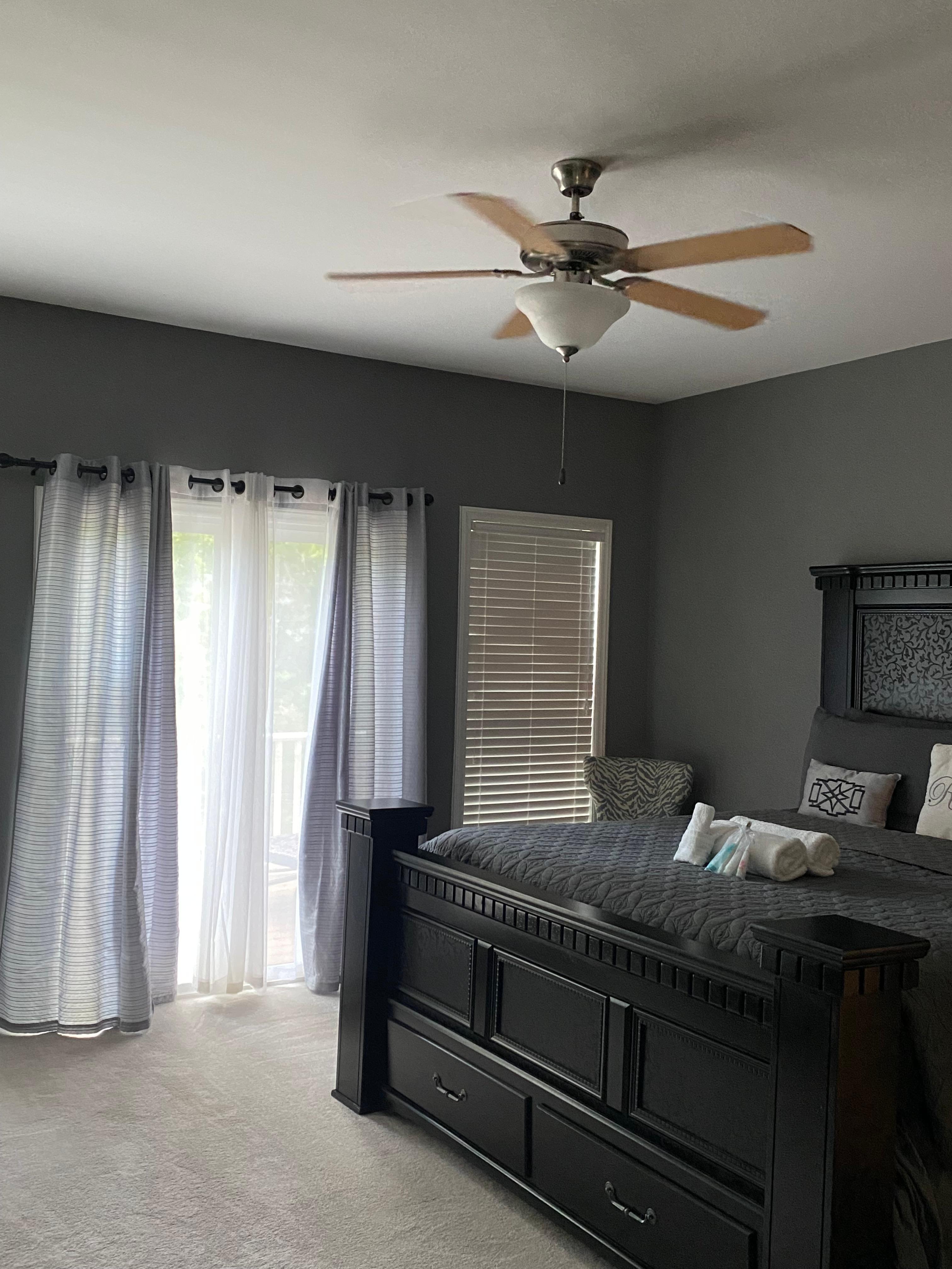 One of two bedrooms on the main floor with king beds