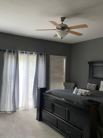 One of two bedrooms on the main floor with king beds