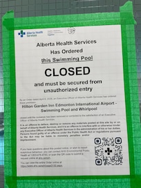 Letter the pool had to be closed by Alberta Health Services