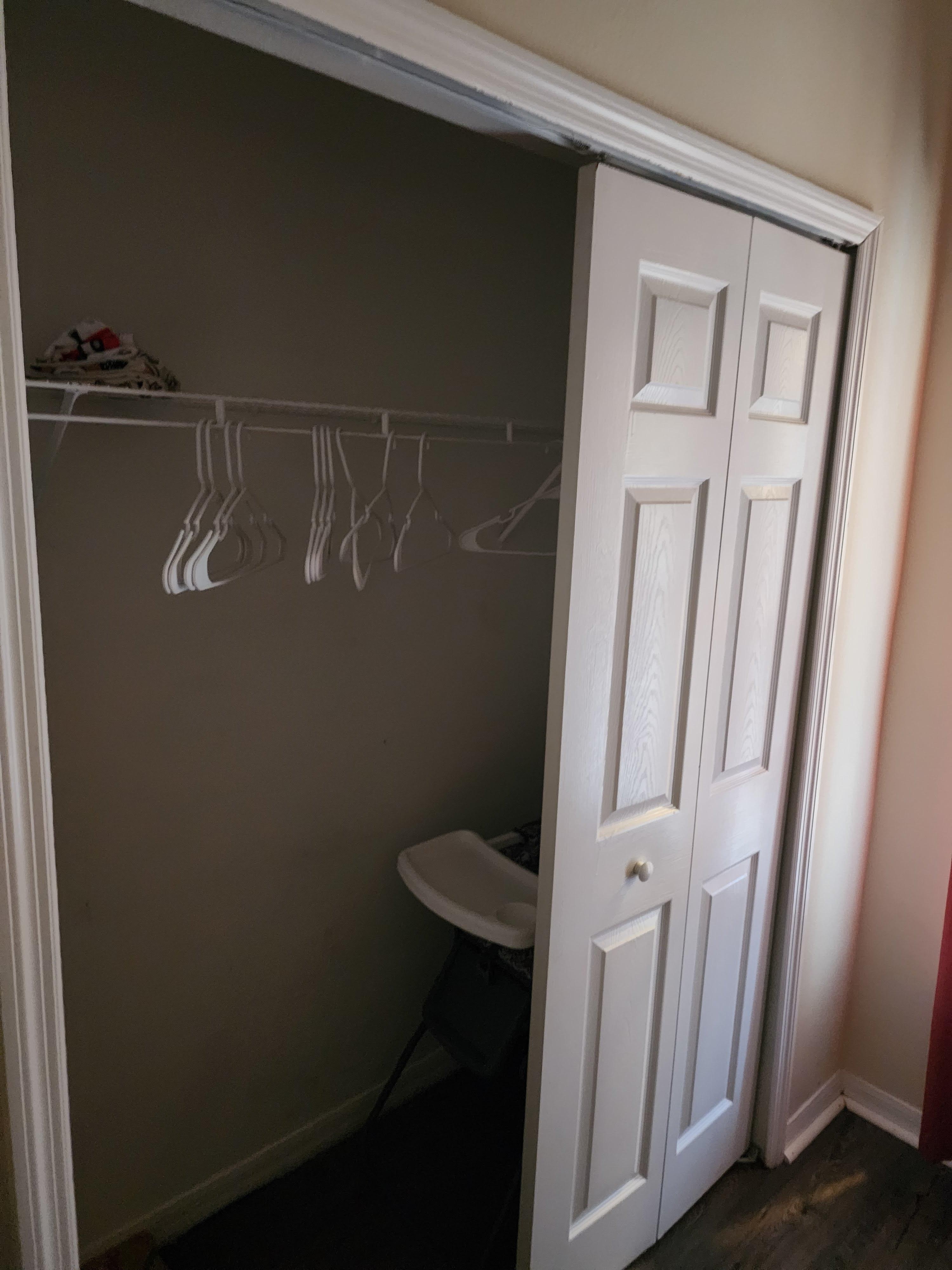 Missing closet, doors and bedroom. 