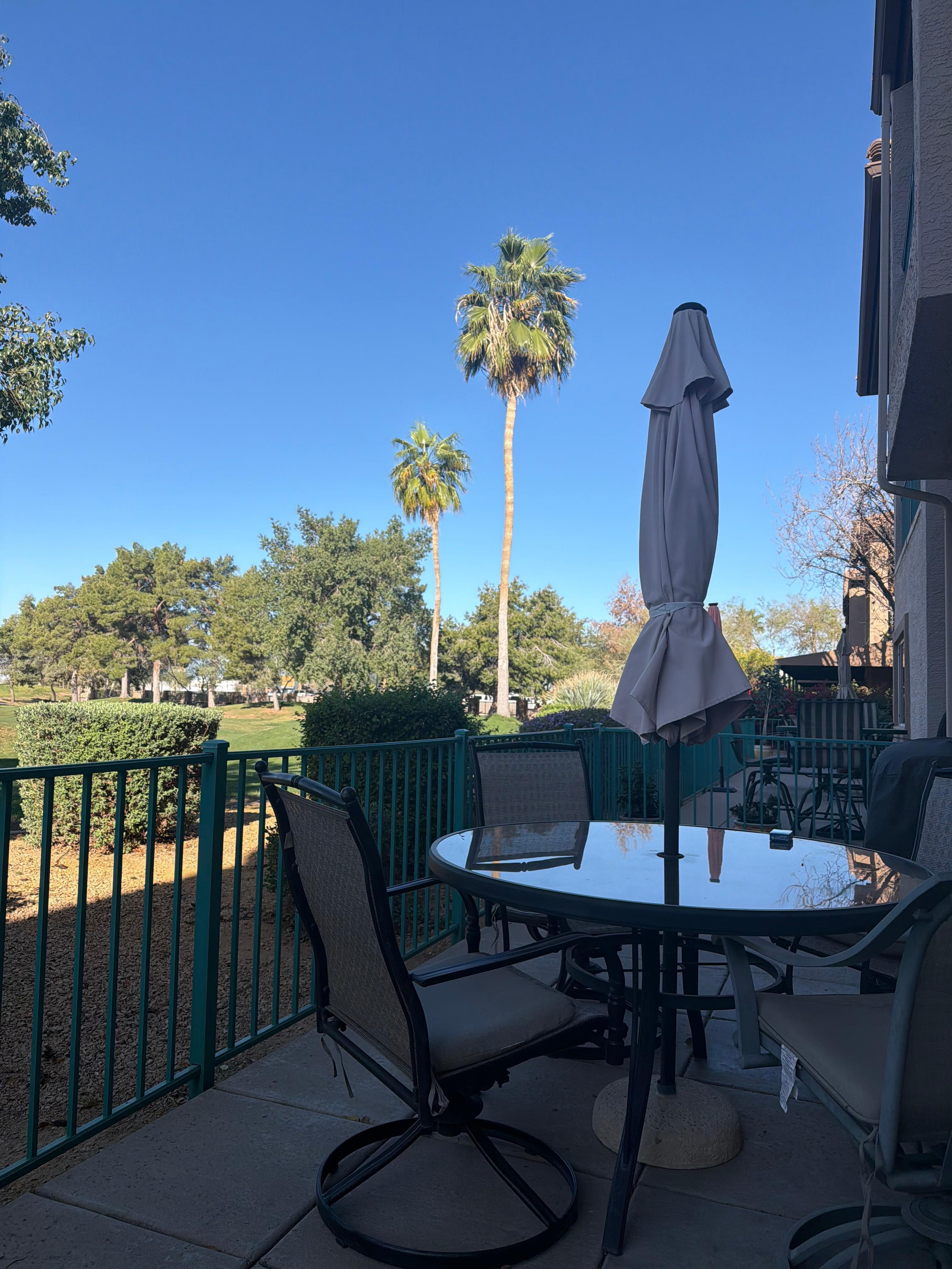 Coffee in the morning on the patio was relaxing. 