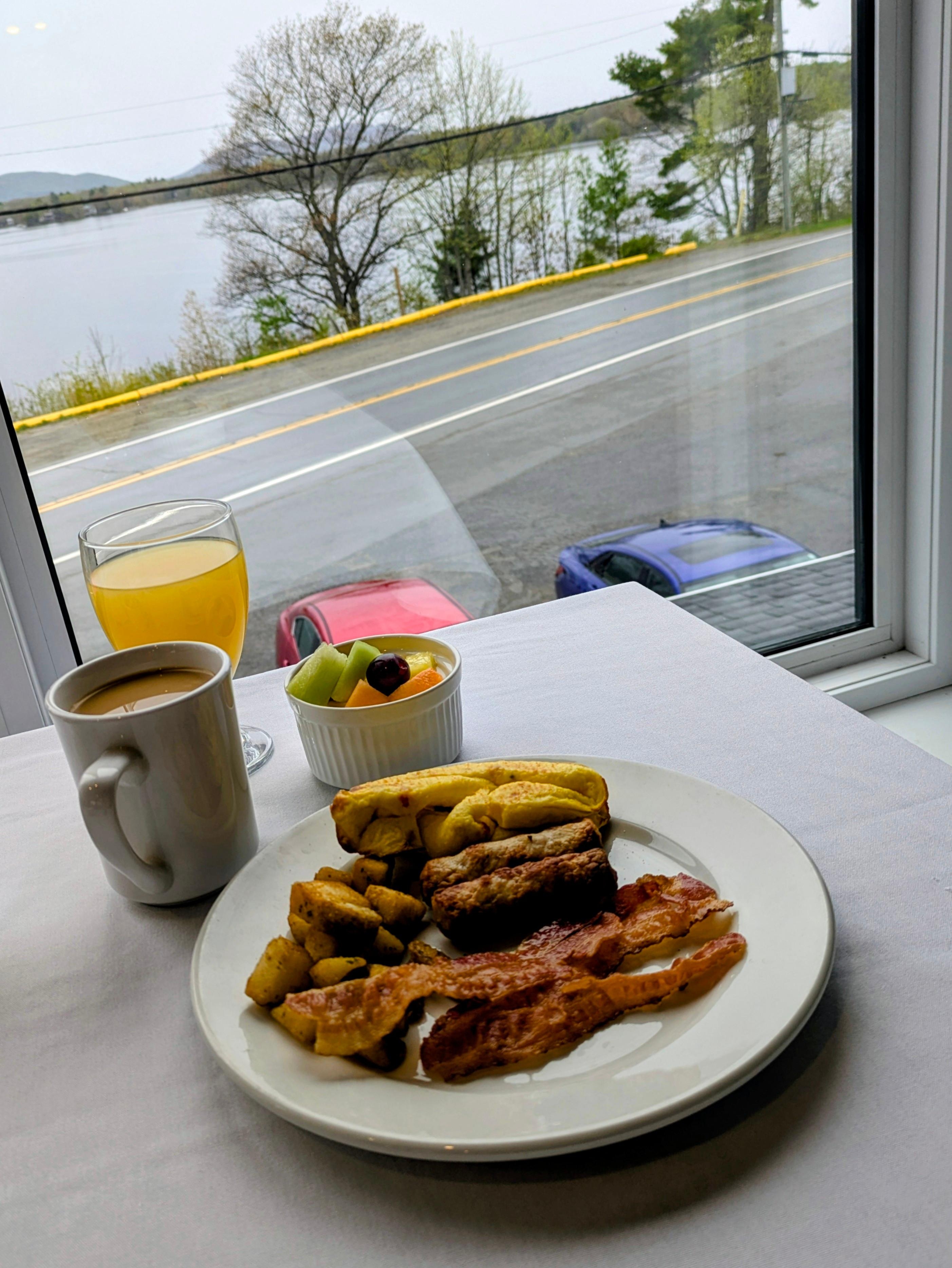 Continental Breakfast and view from dining room
