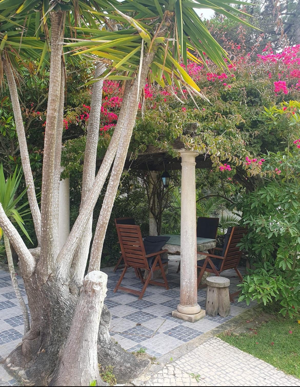 Petit coins à l’ombre à côté de la piscine 