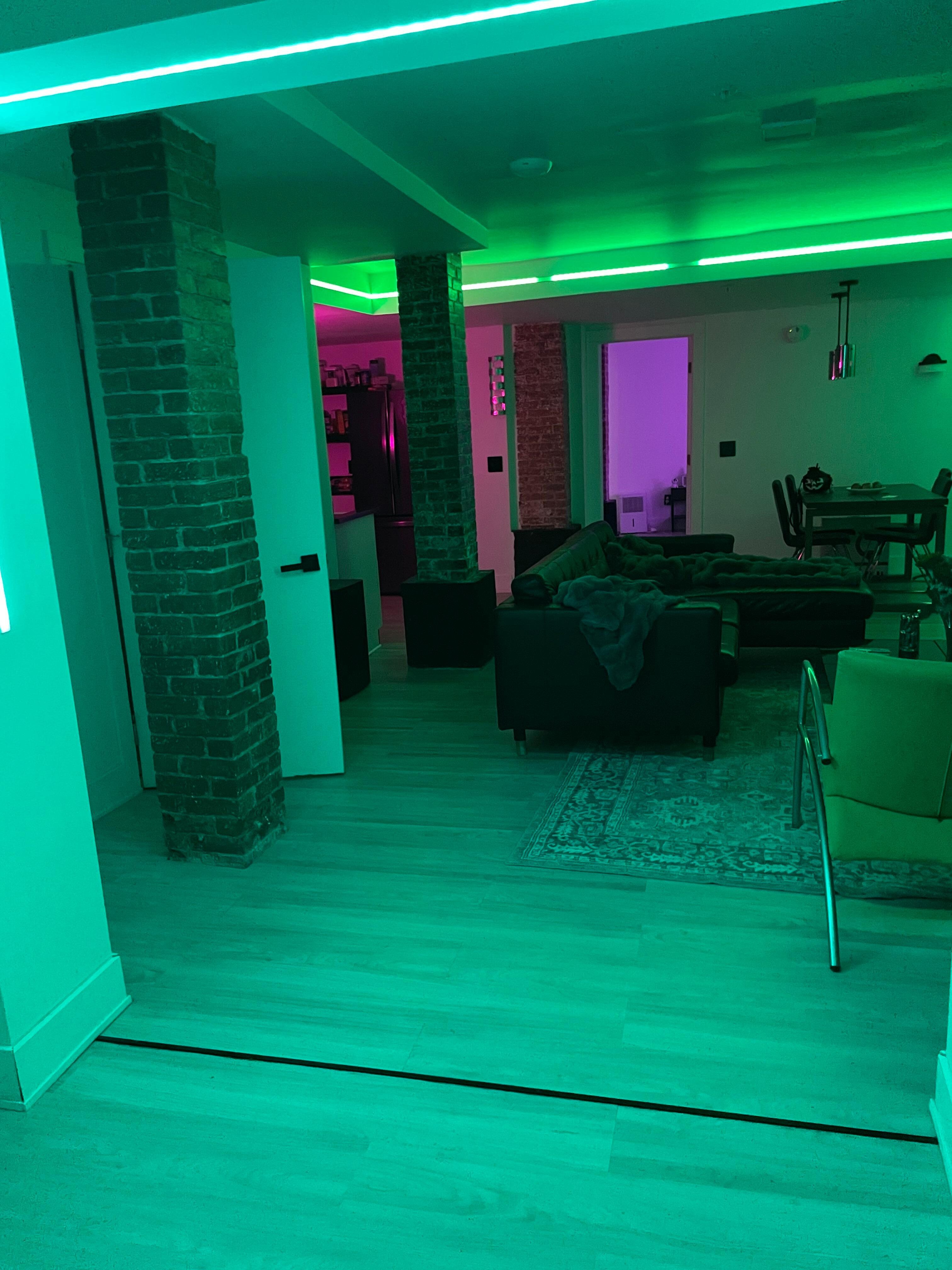 It comes with LED lights. Angle from entrance 