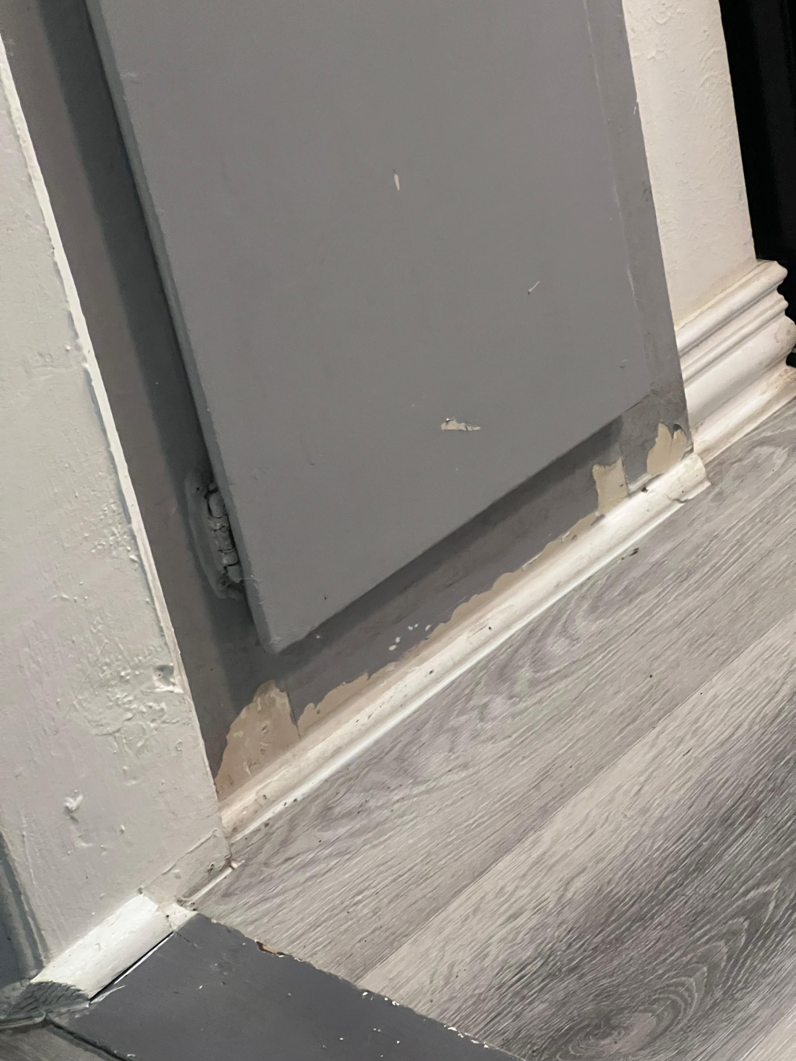 Kitchen baseboards into living room