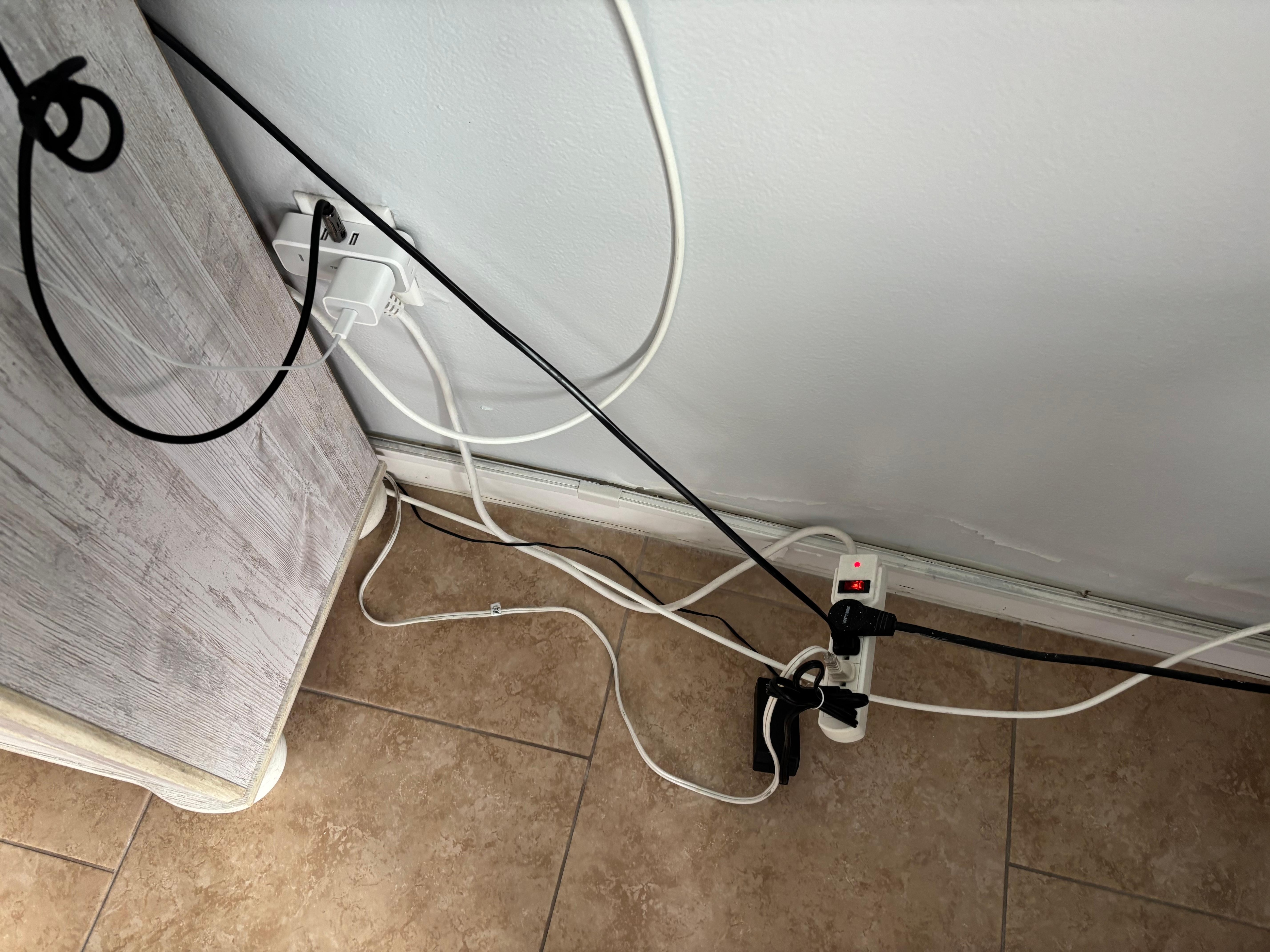 Chords plugged in everywhere 