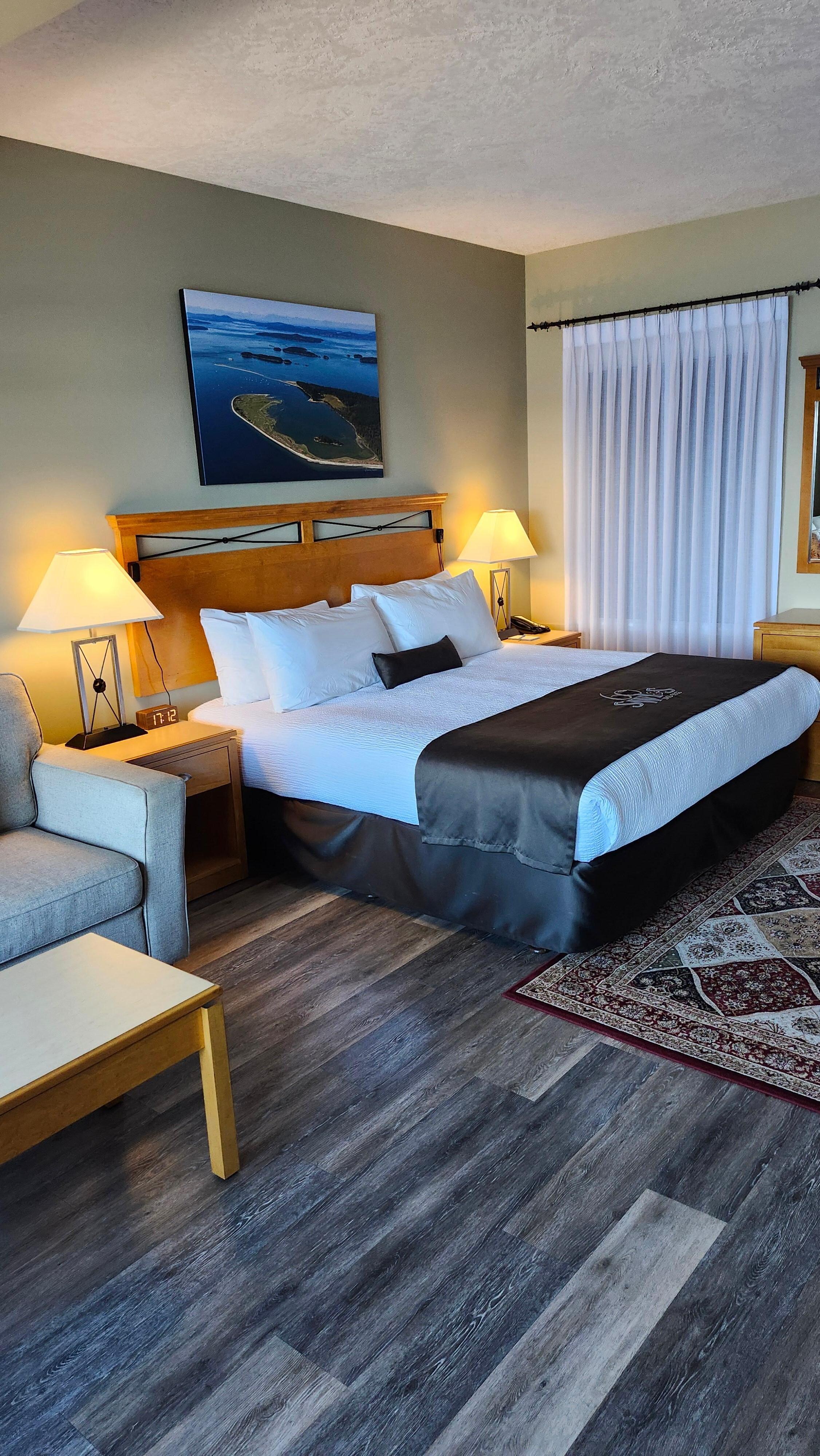Very spacious
Also had kitchenette, dining table, TV, fireplace & sofa