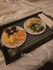 Breakfast in bed was delicious.