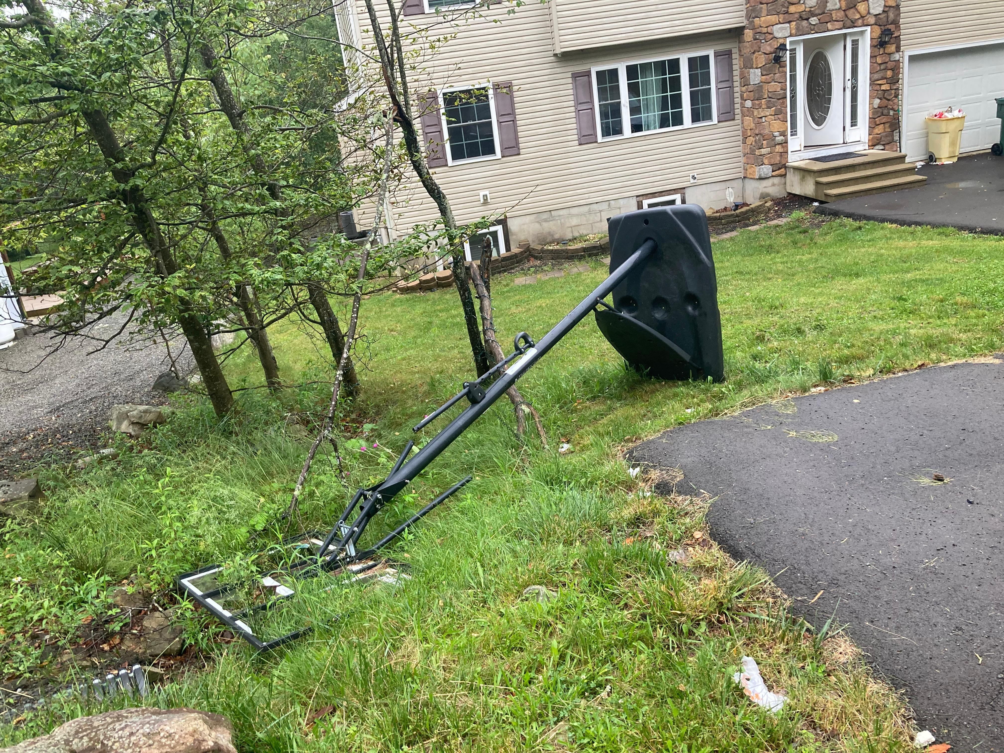 Broken basketball hoop so of no use during vacation.