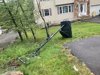 Broken basketball hoop so of no use during vacation.