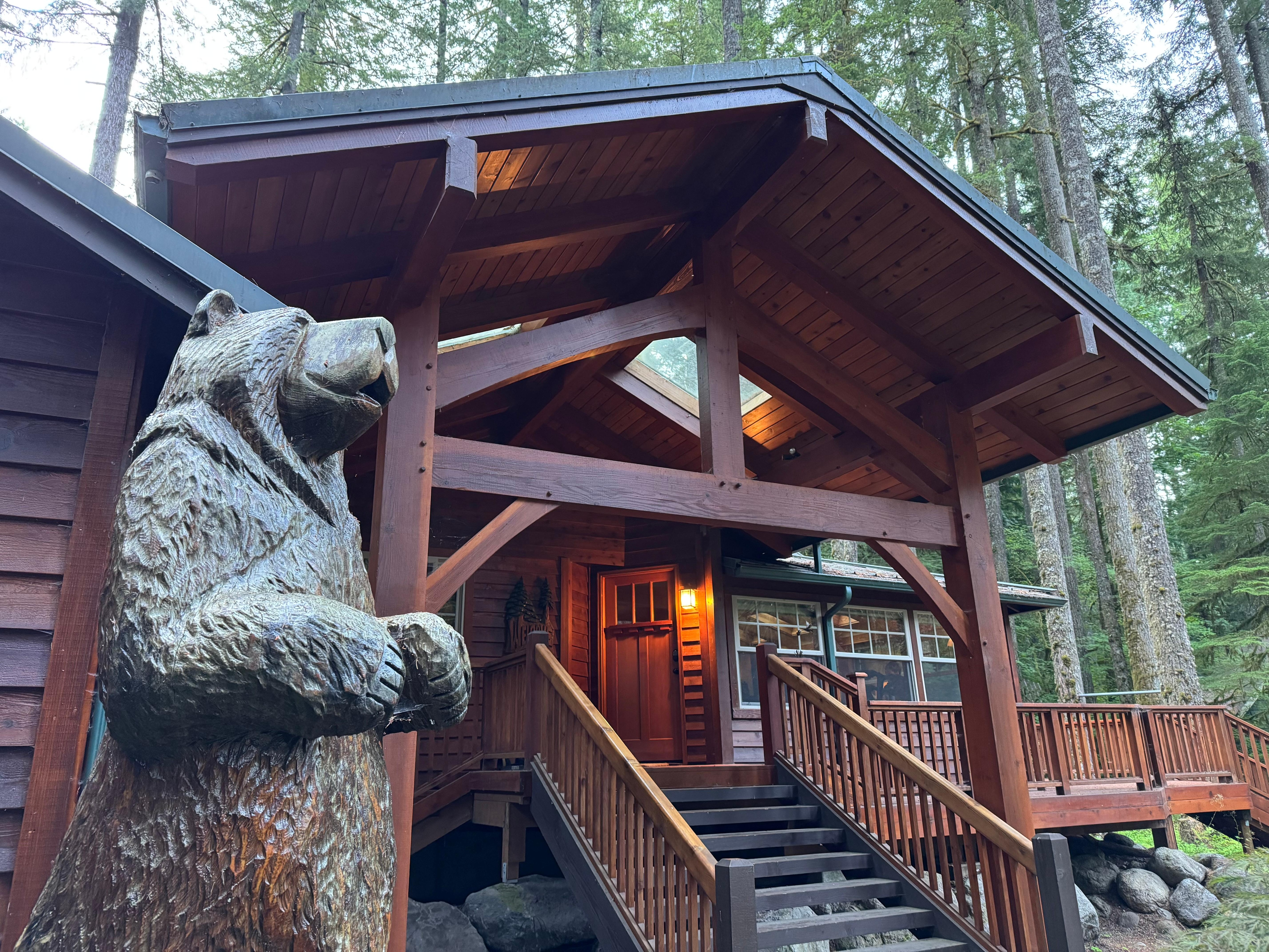 The walkway to the front door-a bear theme throughout the house