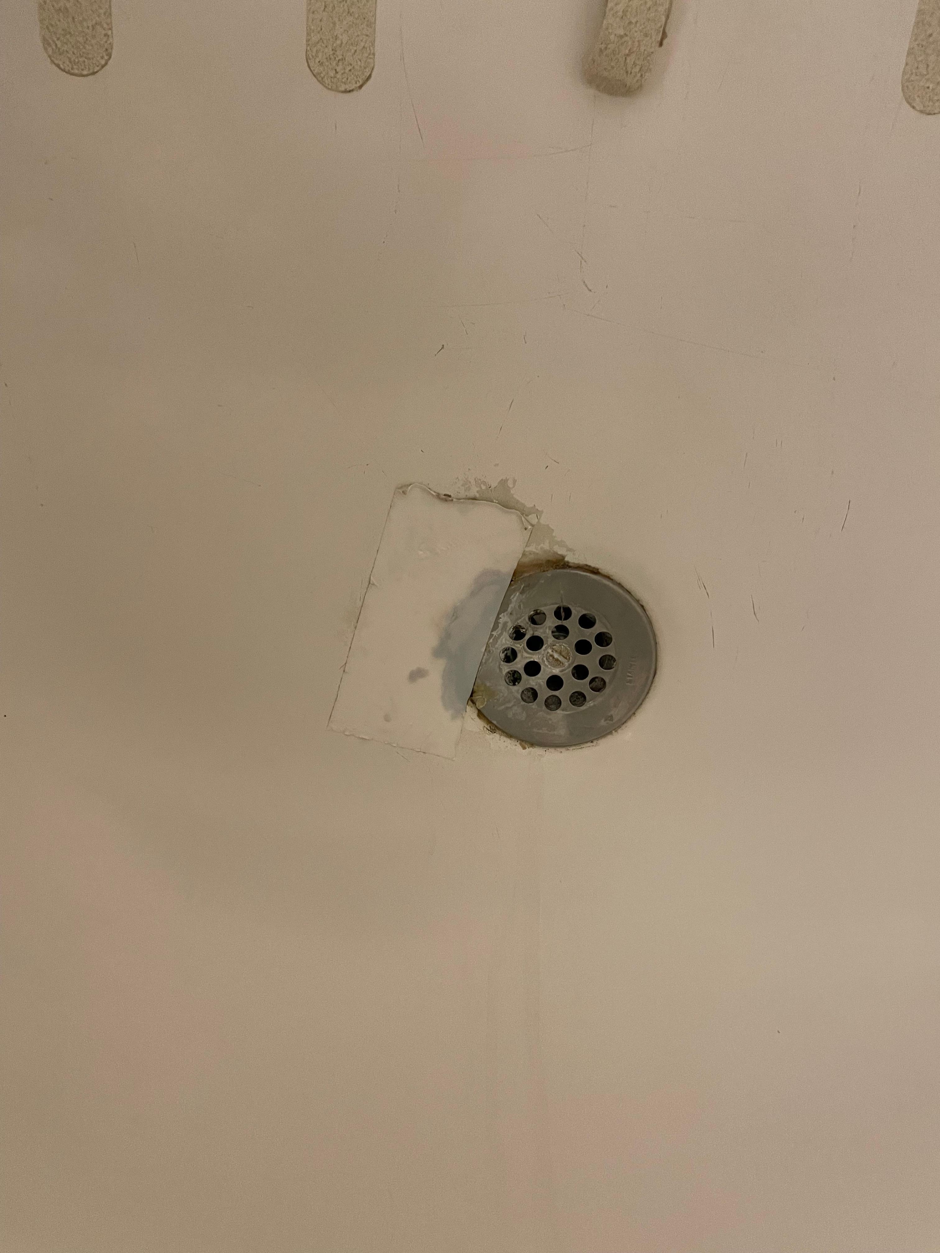 Shower drain was taped.
