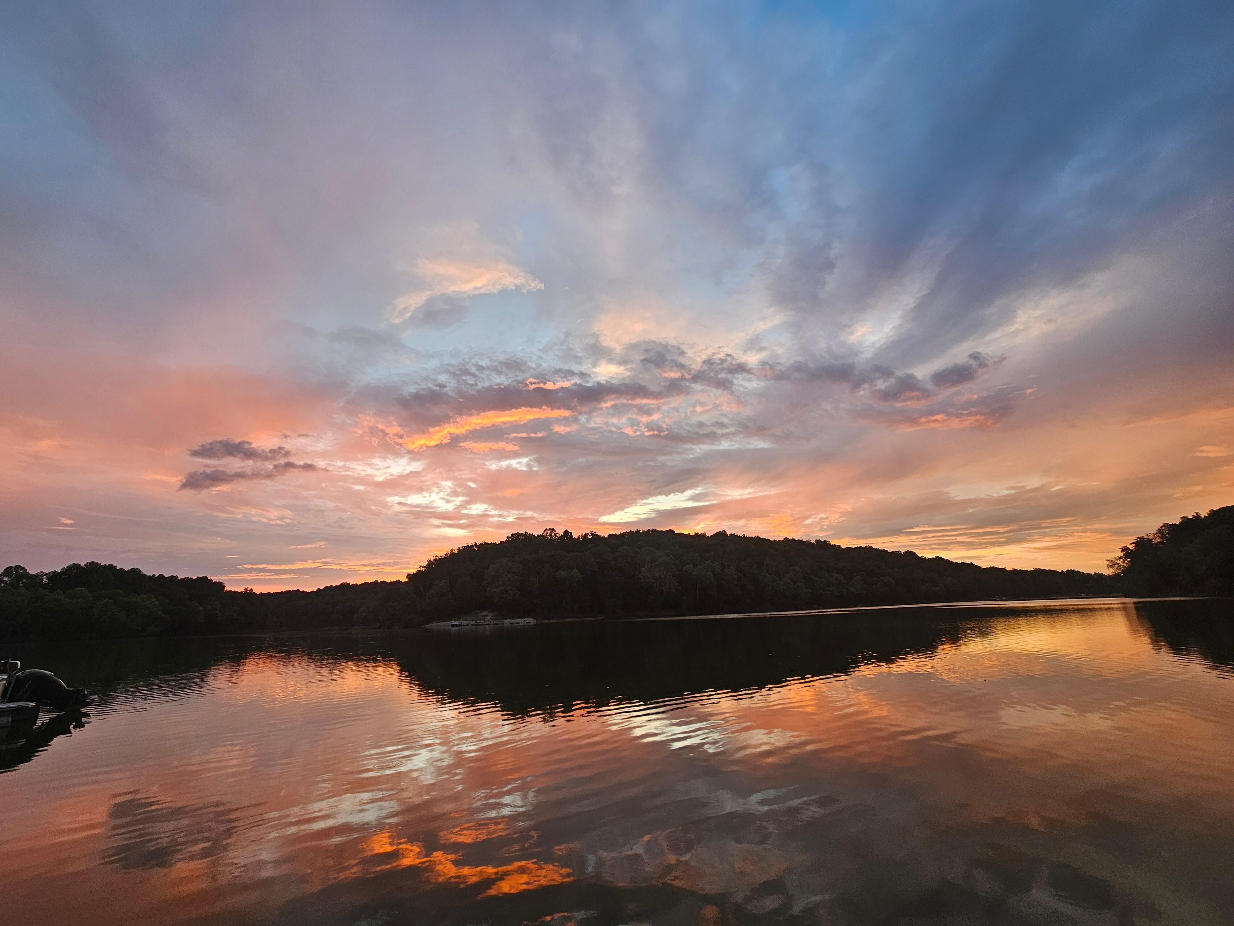 This is the sunset off the boat ramp at the end of the road
