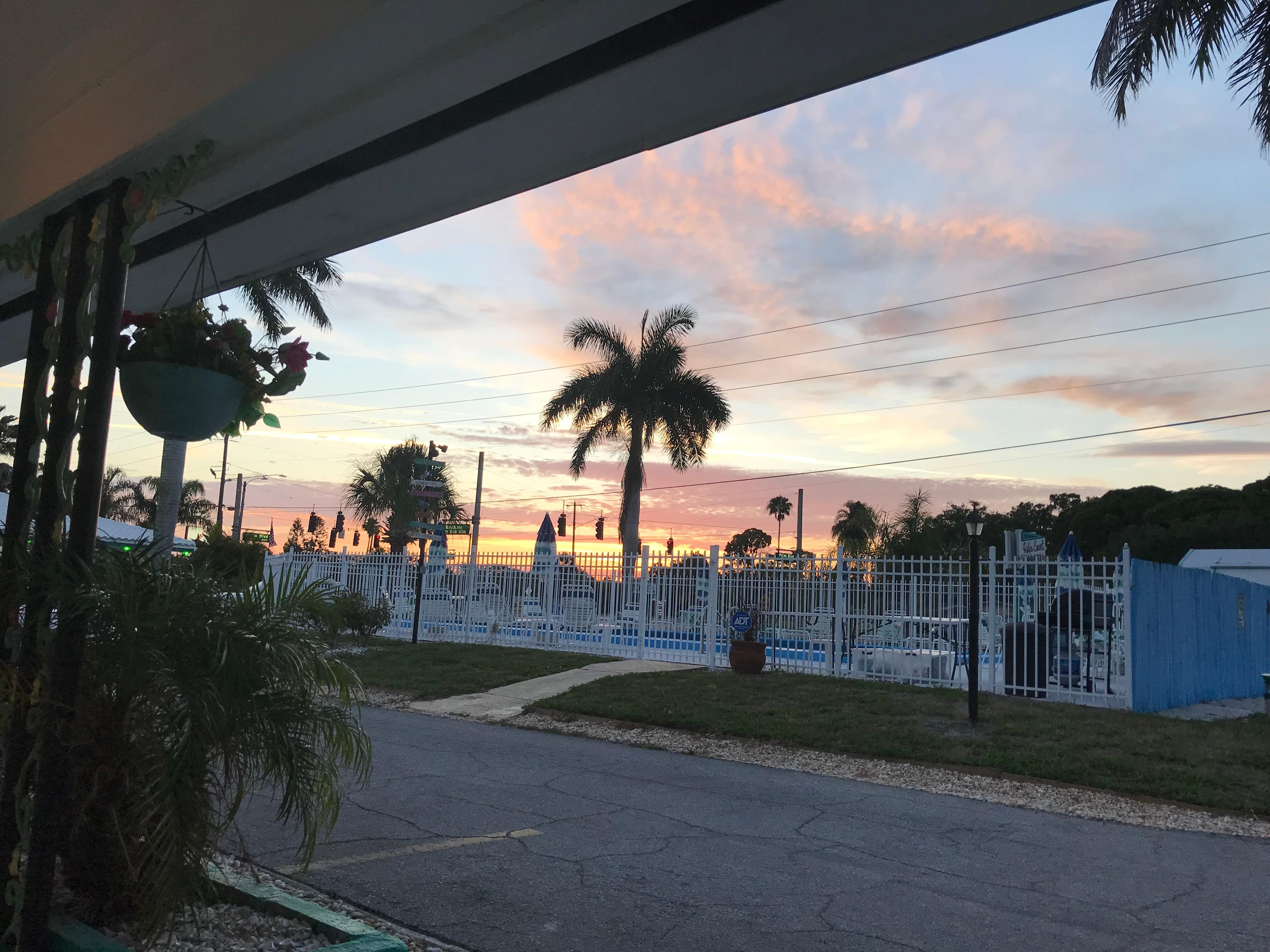 Early morning before going to the pool