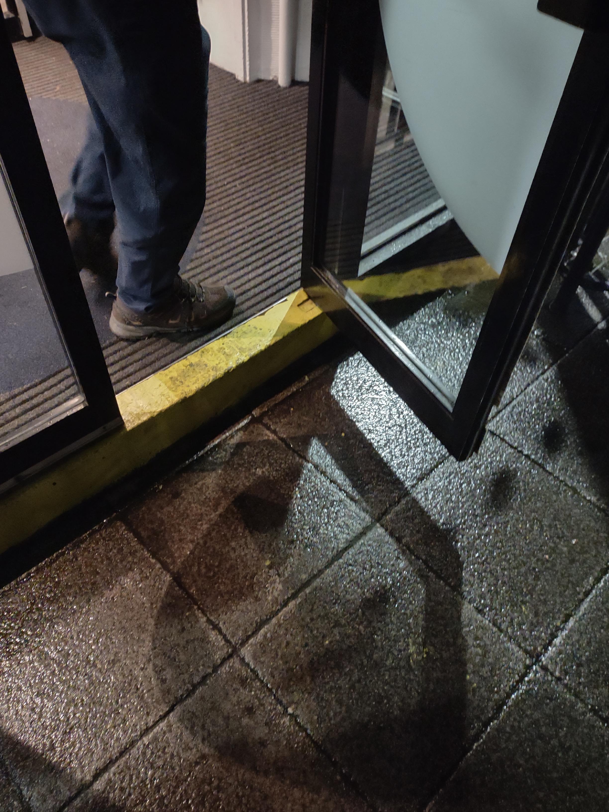 Heavy swing doors and steps, impossible to pull  luggage, no help was offered