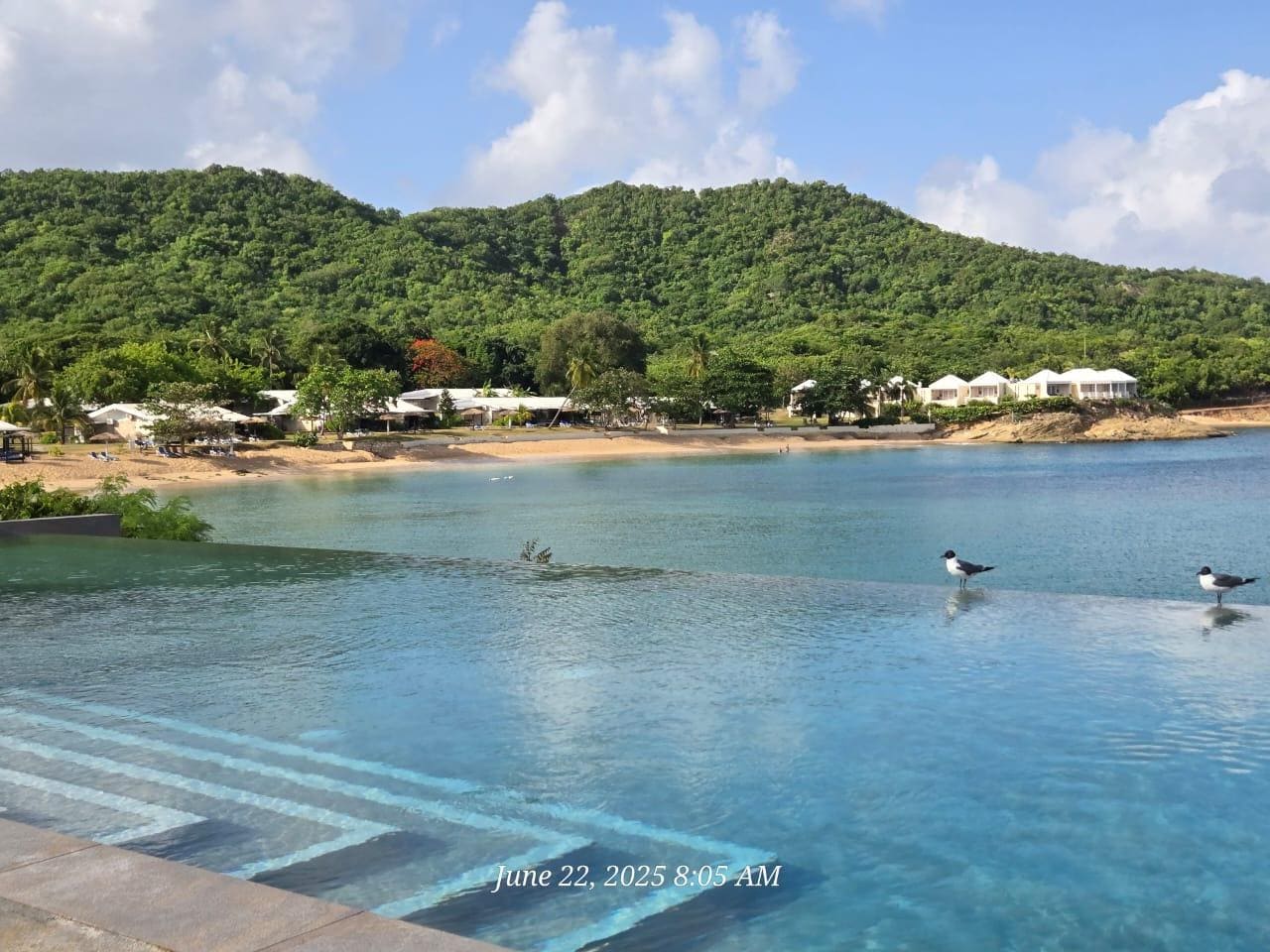 Infinity pool and beach view