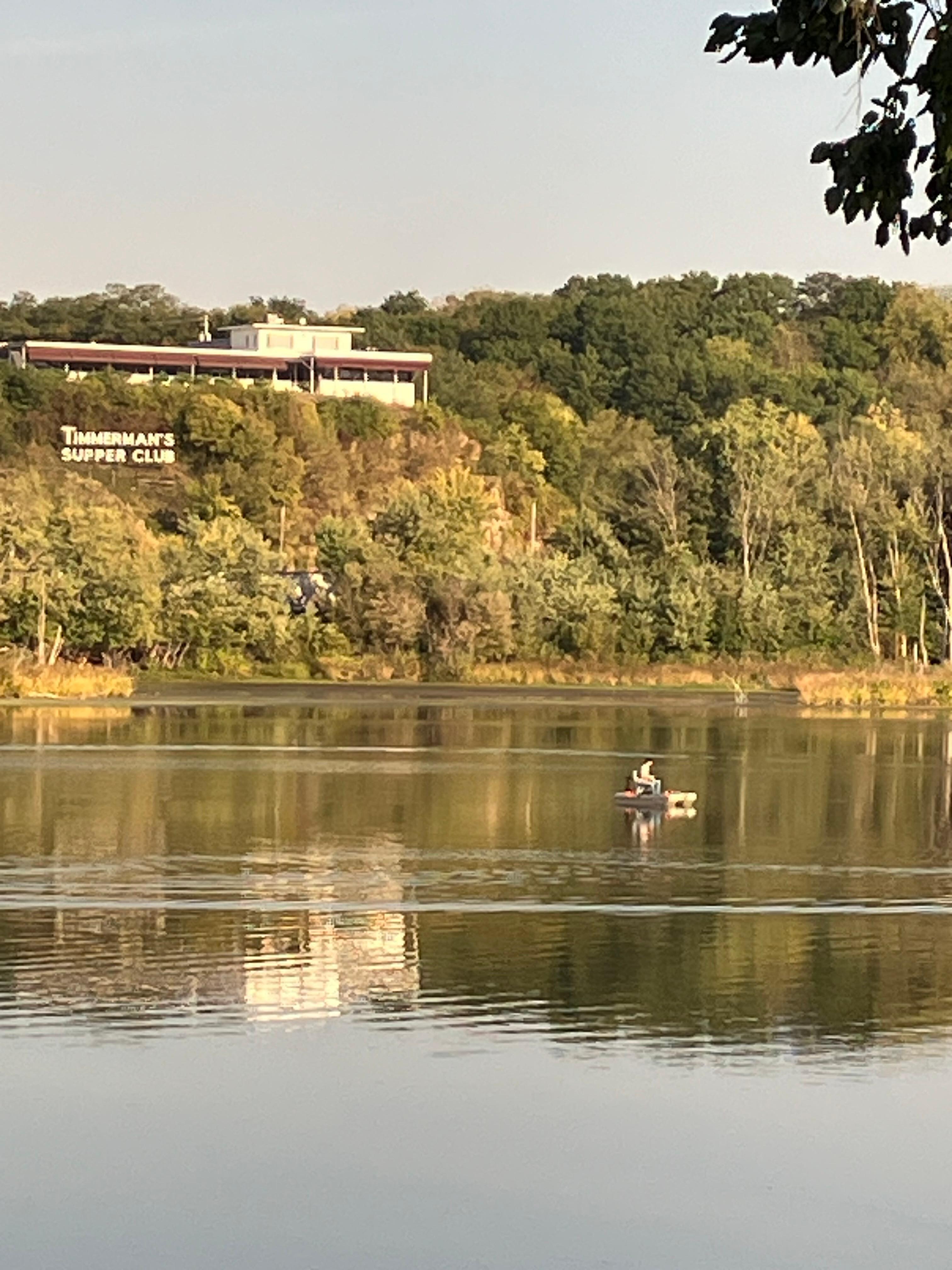 Beautiful view from the deck, my husband was the only one out on the lake