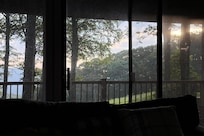 Sunrise from sectional in living room.