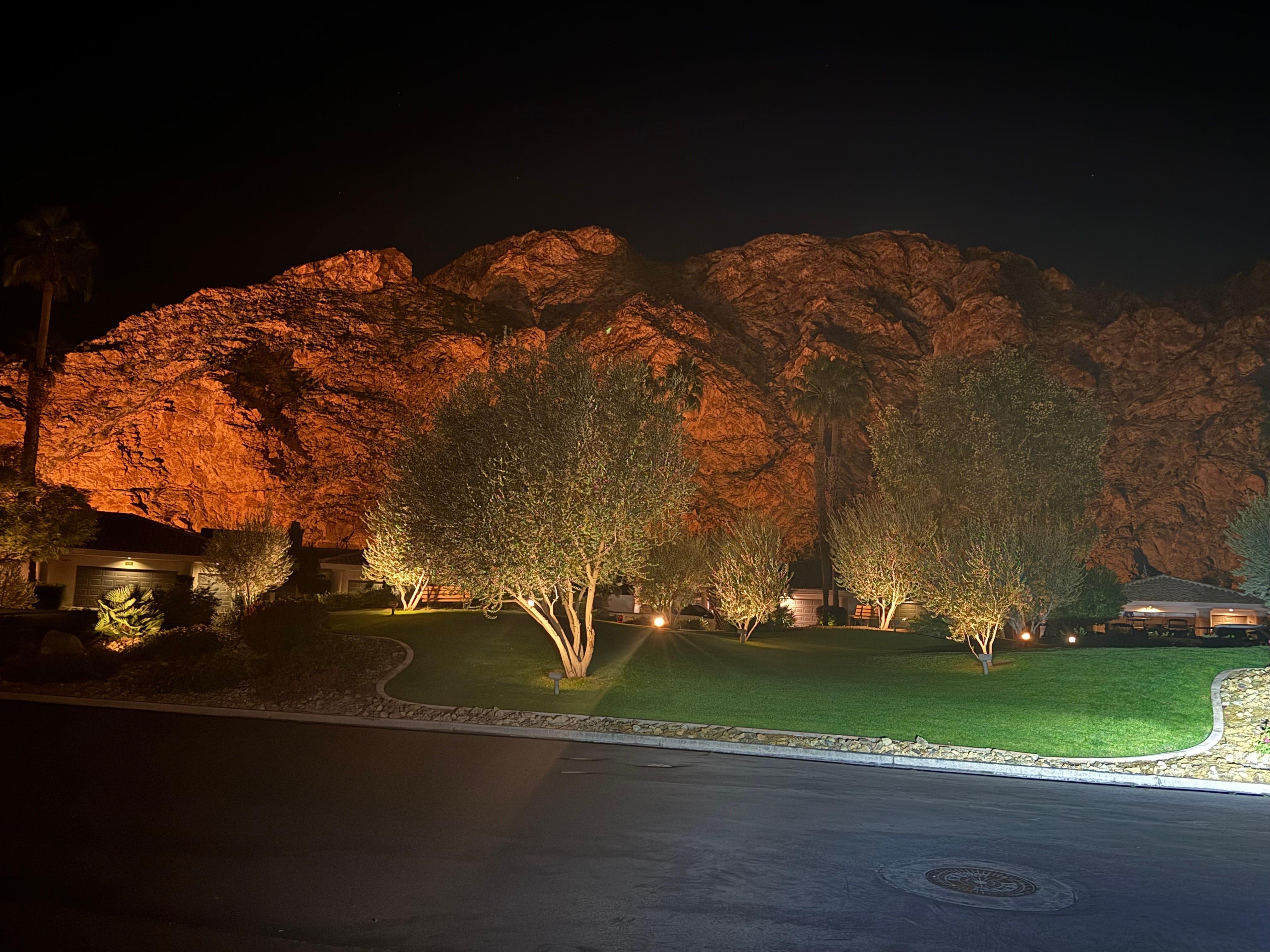 Nightfall out the front of the Riviera Manor