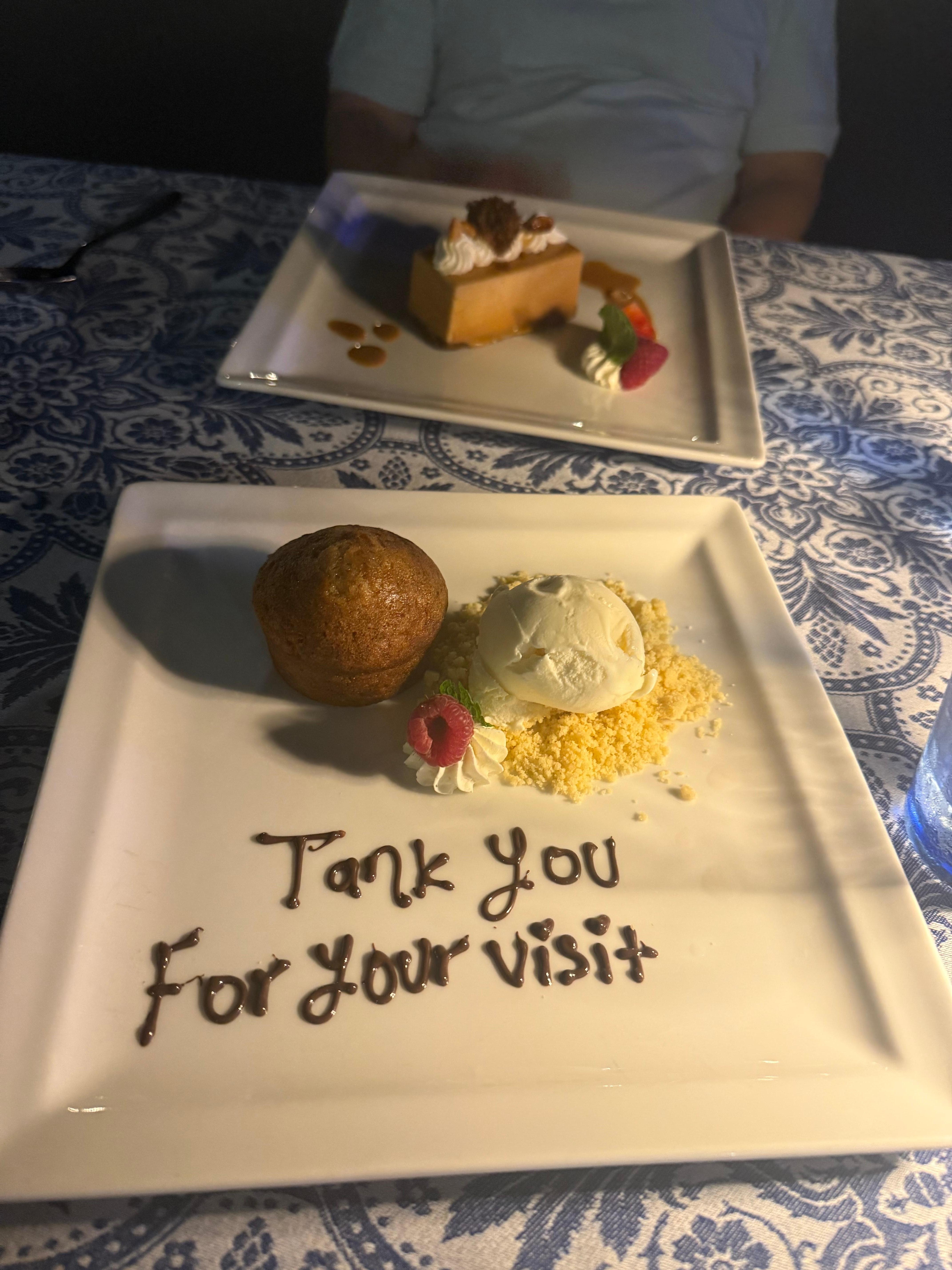 Deserts. Many options for dinner. Seafood restaurant called fish net was very good