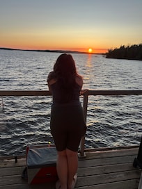 Watching the sunset from our balcony.