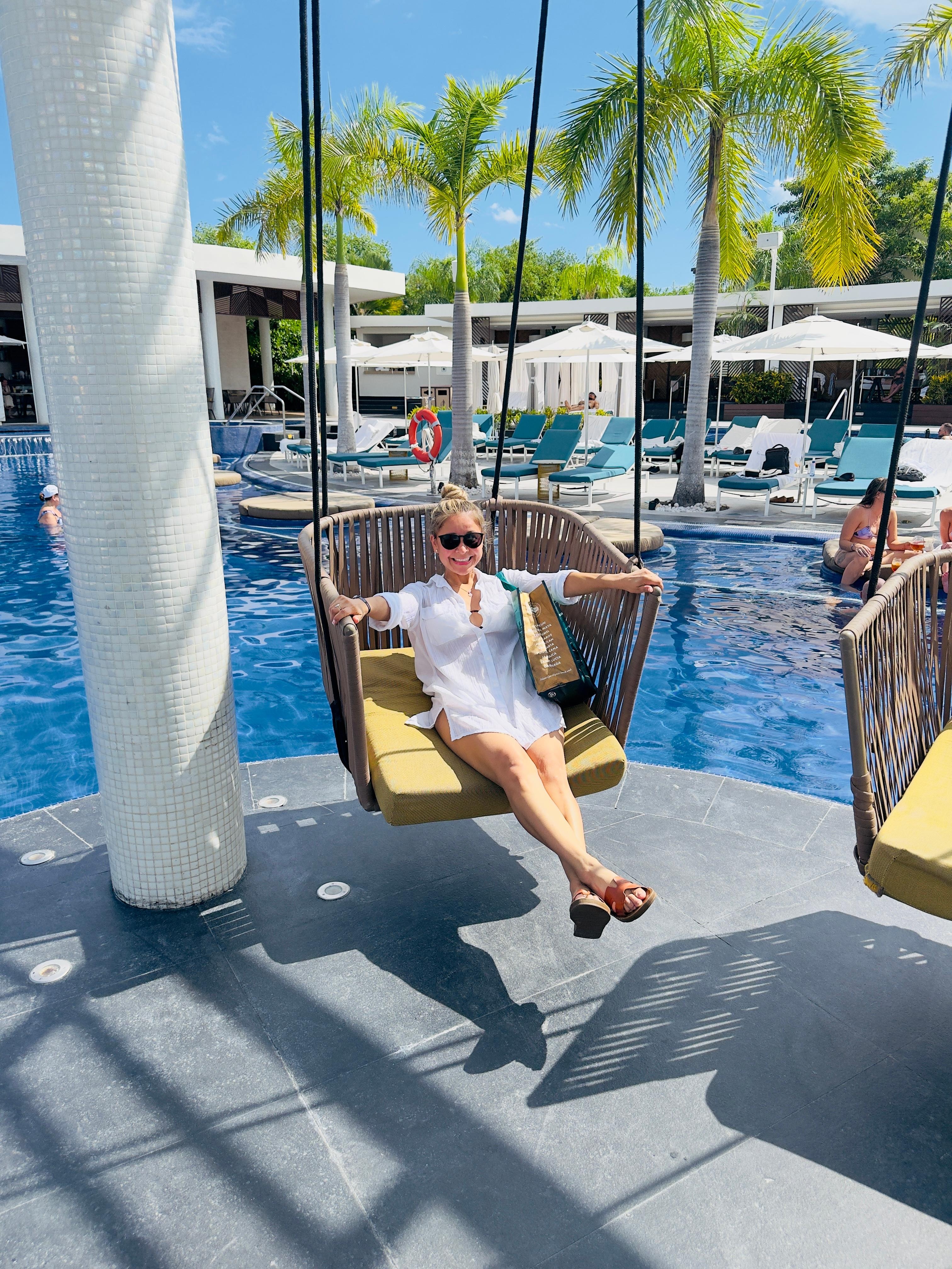 Fun swing at the adults only pool