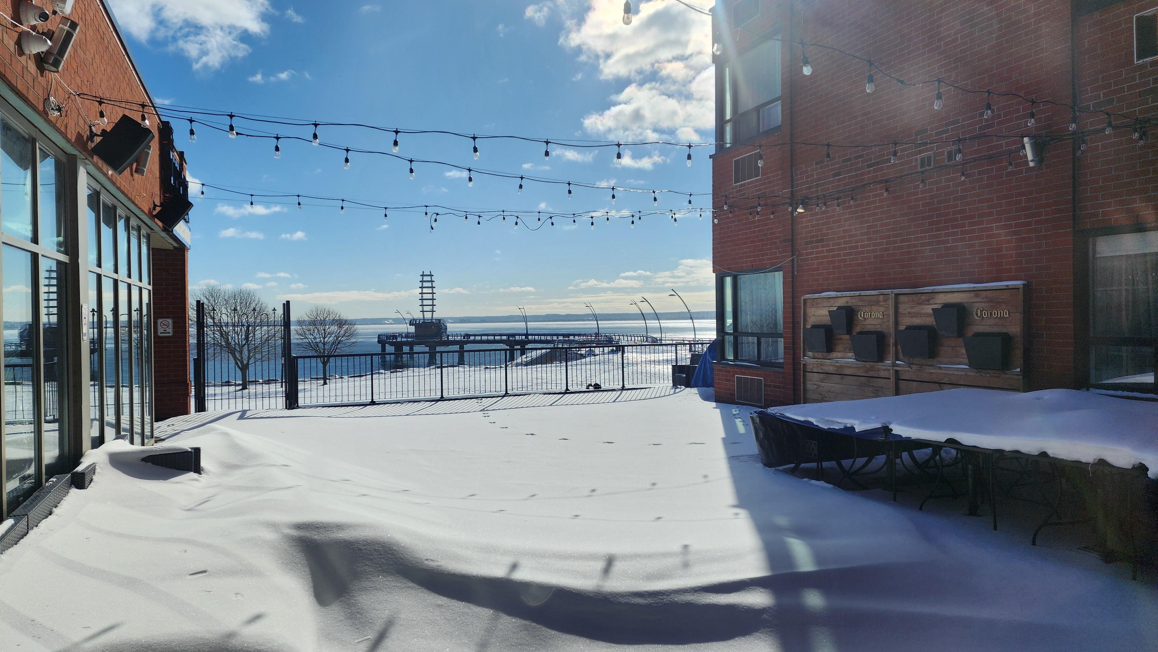 Back patio view in winter.