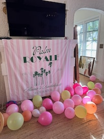 Banner over fireplace