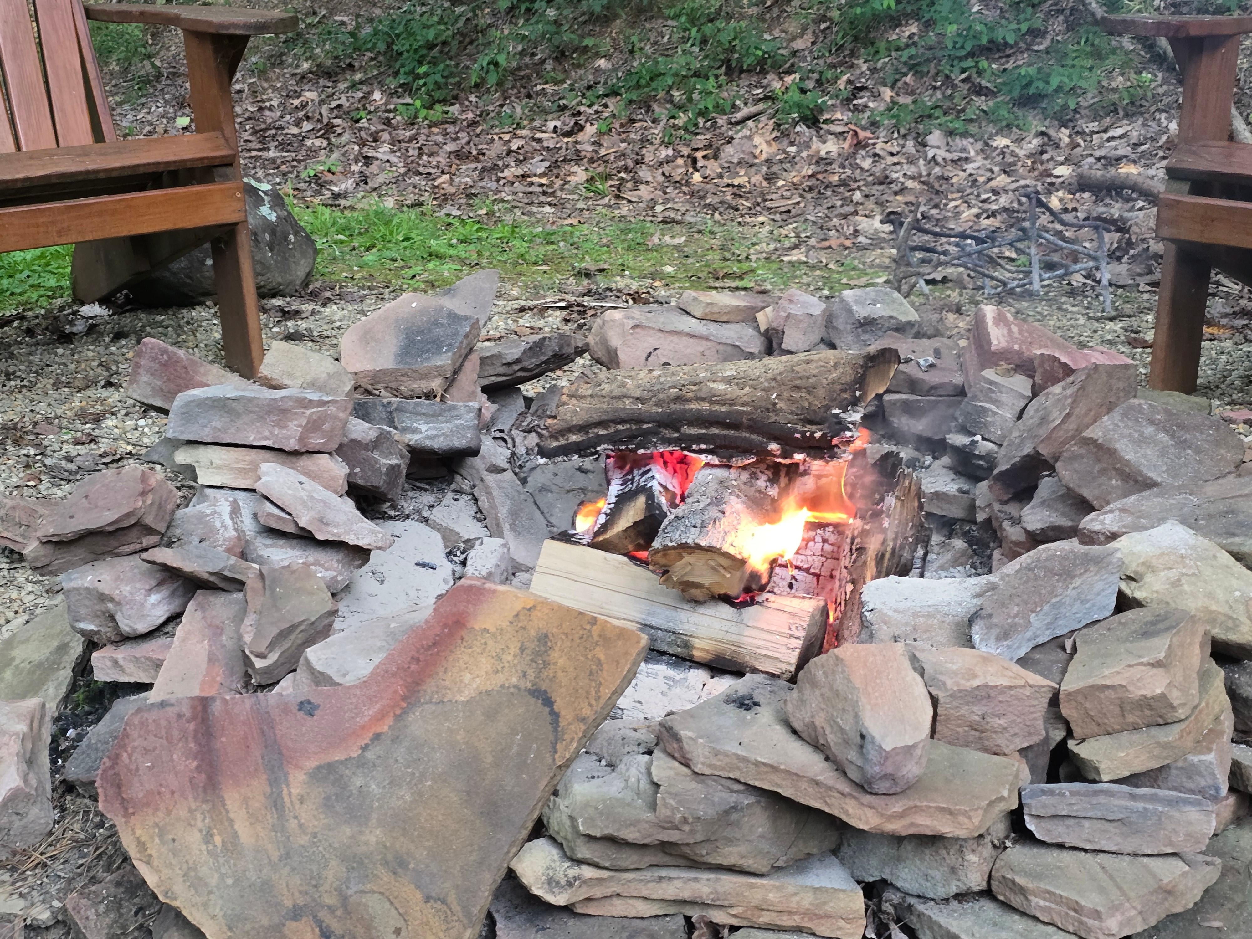 Our family favorite spot at the cabin.  The chairs around the fire where comfortable. 