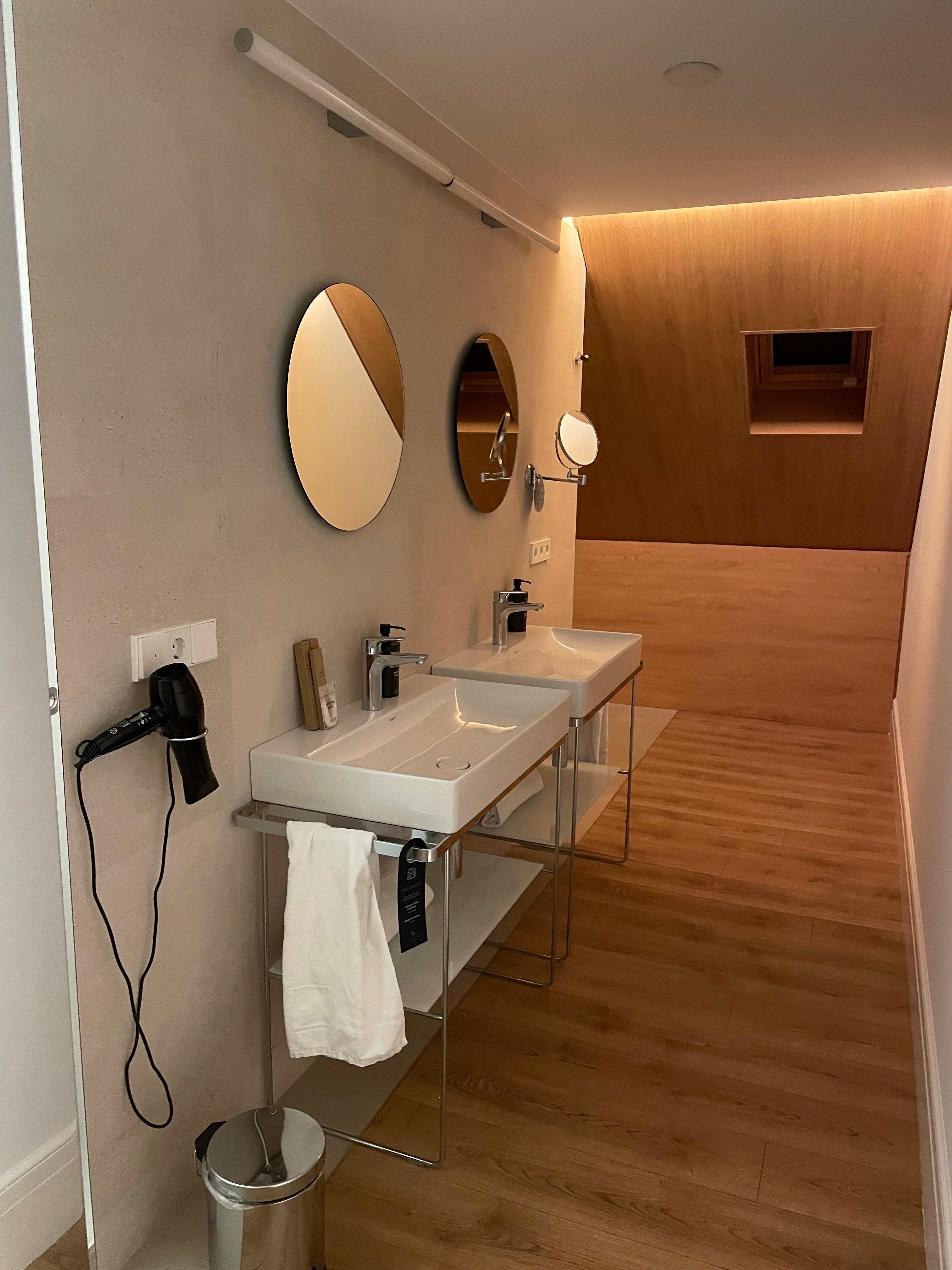 Between toilet and shower