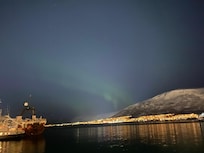 View from outside the hotel of the northern lights