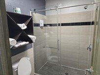 Nice shower. Minimal towels and they were very small.