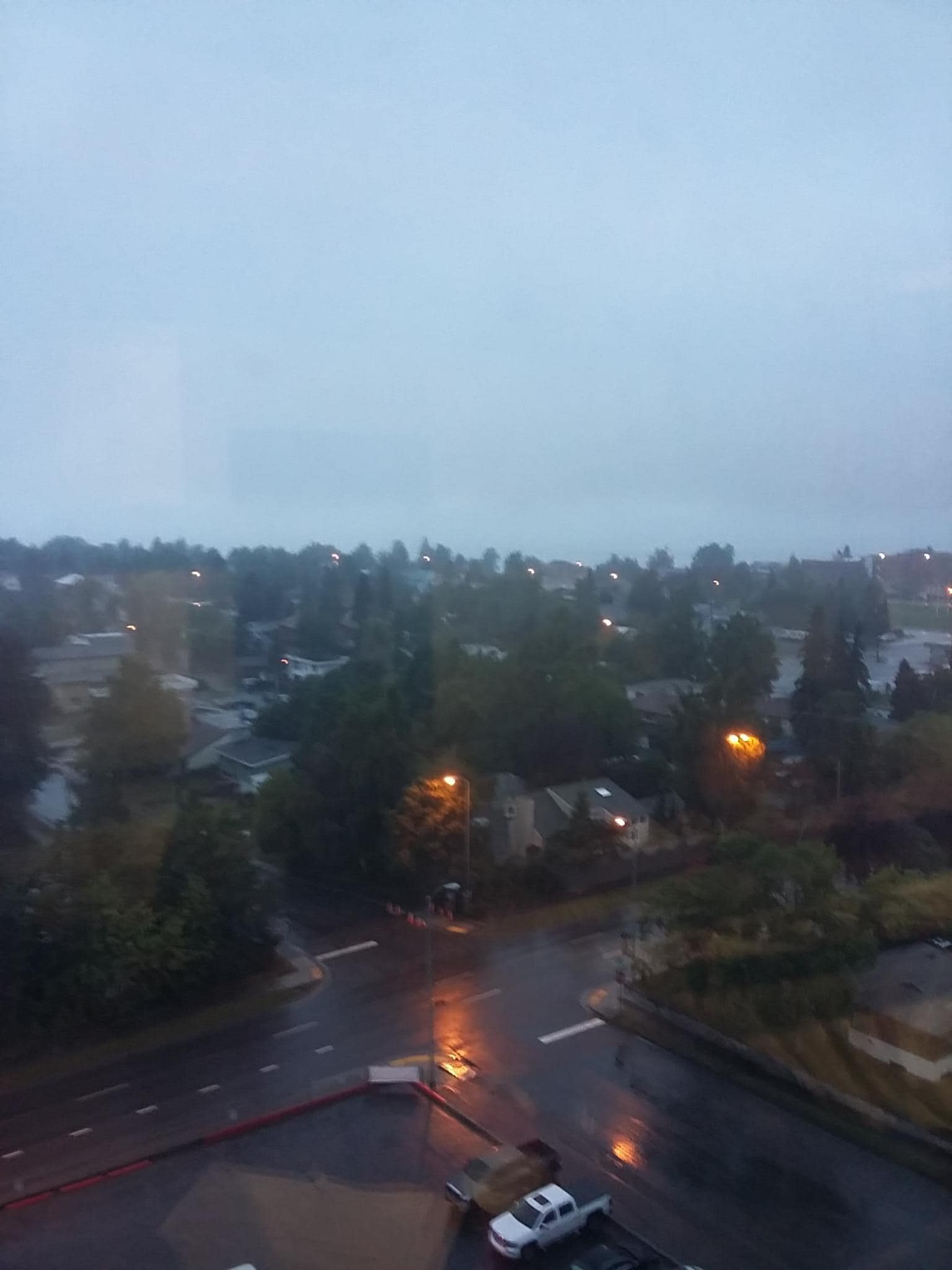 View from room, 12th floor, rainy morning