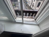 Pigeon poo on window sill and directly outside which blows in onto carpet.