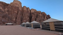 The campsite - the tent on the far left was the meeting place where we had our meals and sat to visit with our hosts.