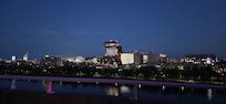 City river view at night.