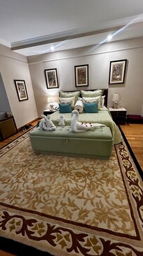 Room with balcony and towel art