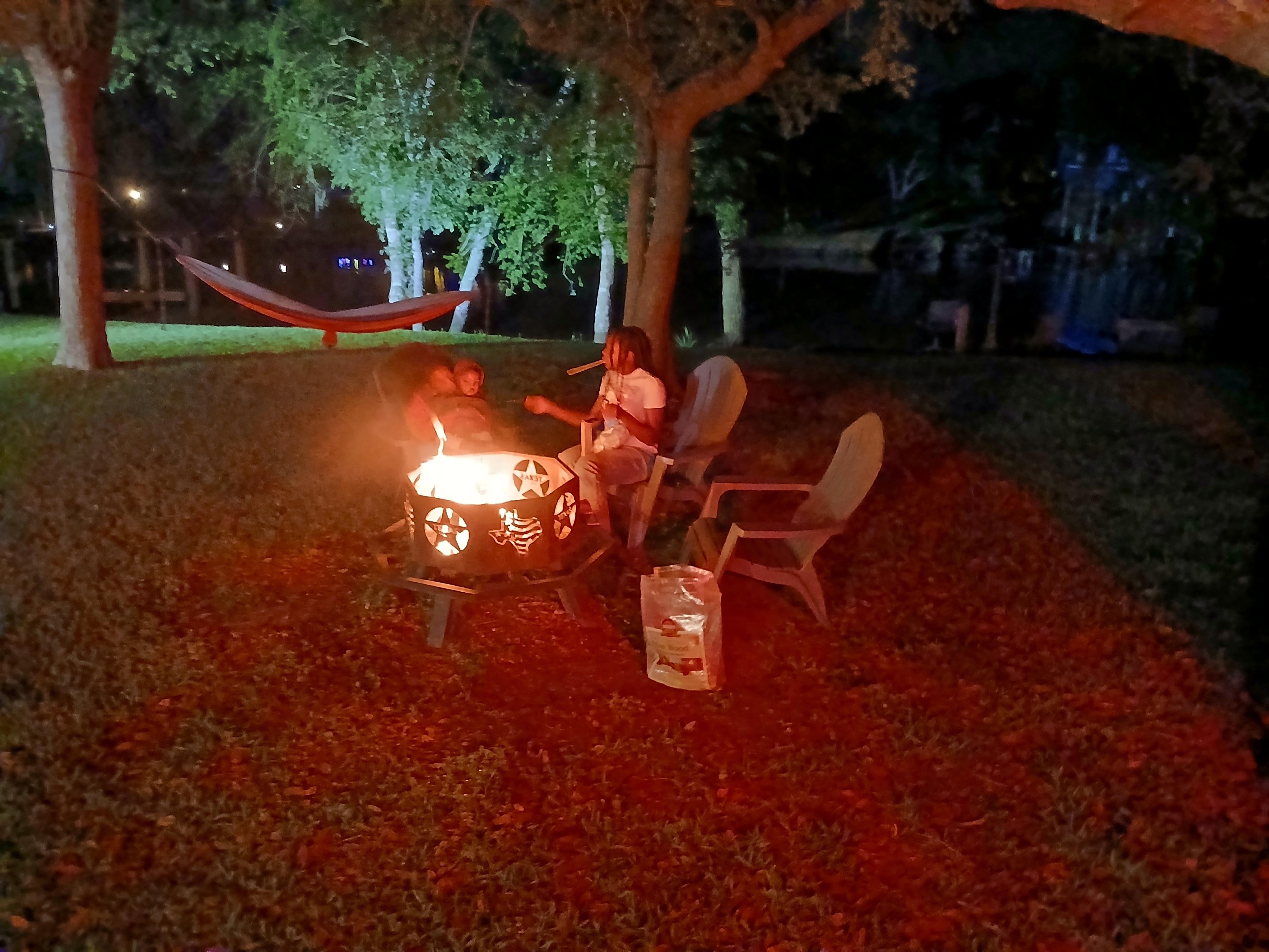 Roasted marshmallows on the fire pit. 