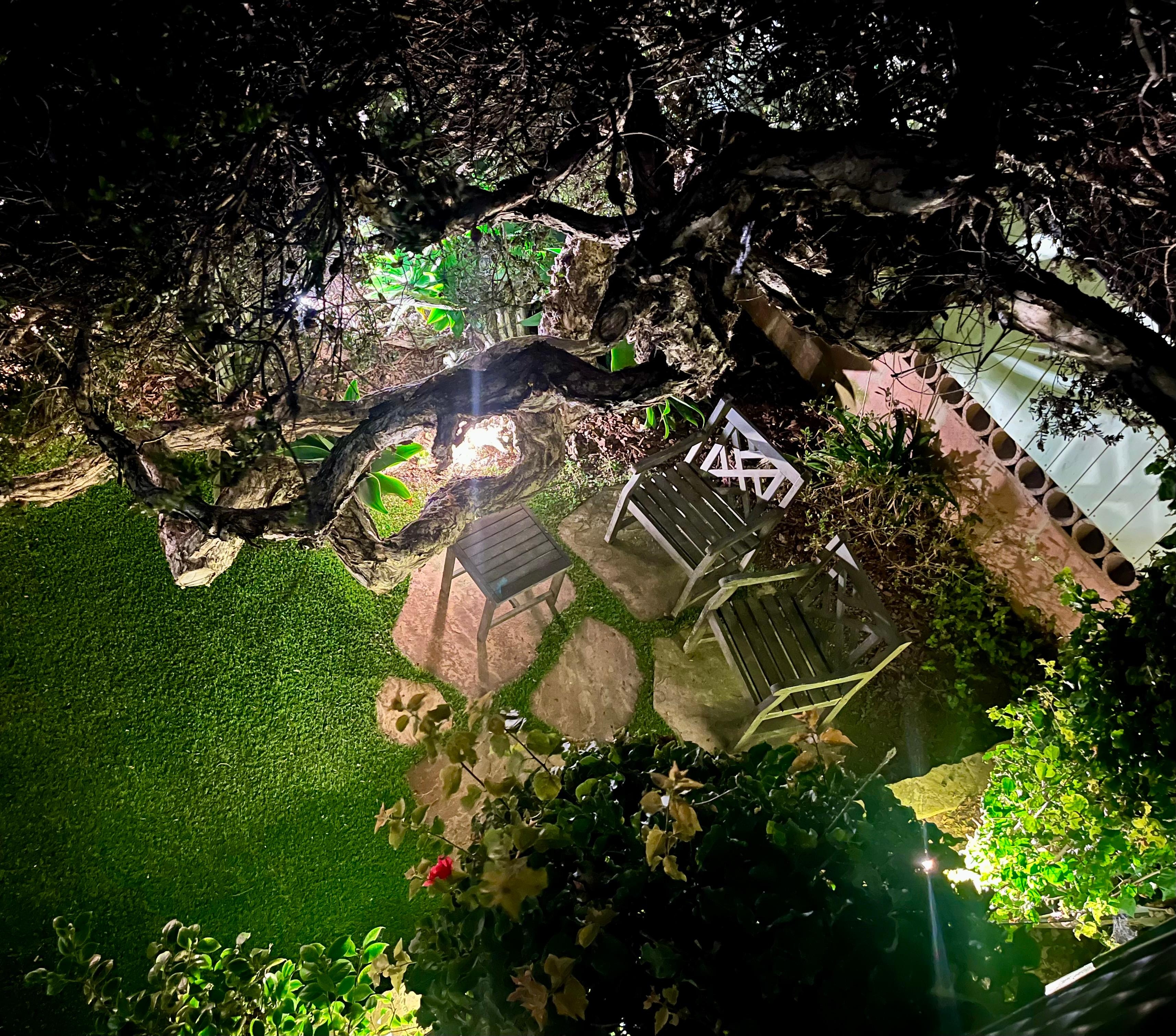 Courtyard at night from above