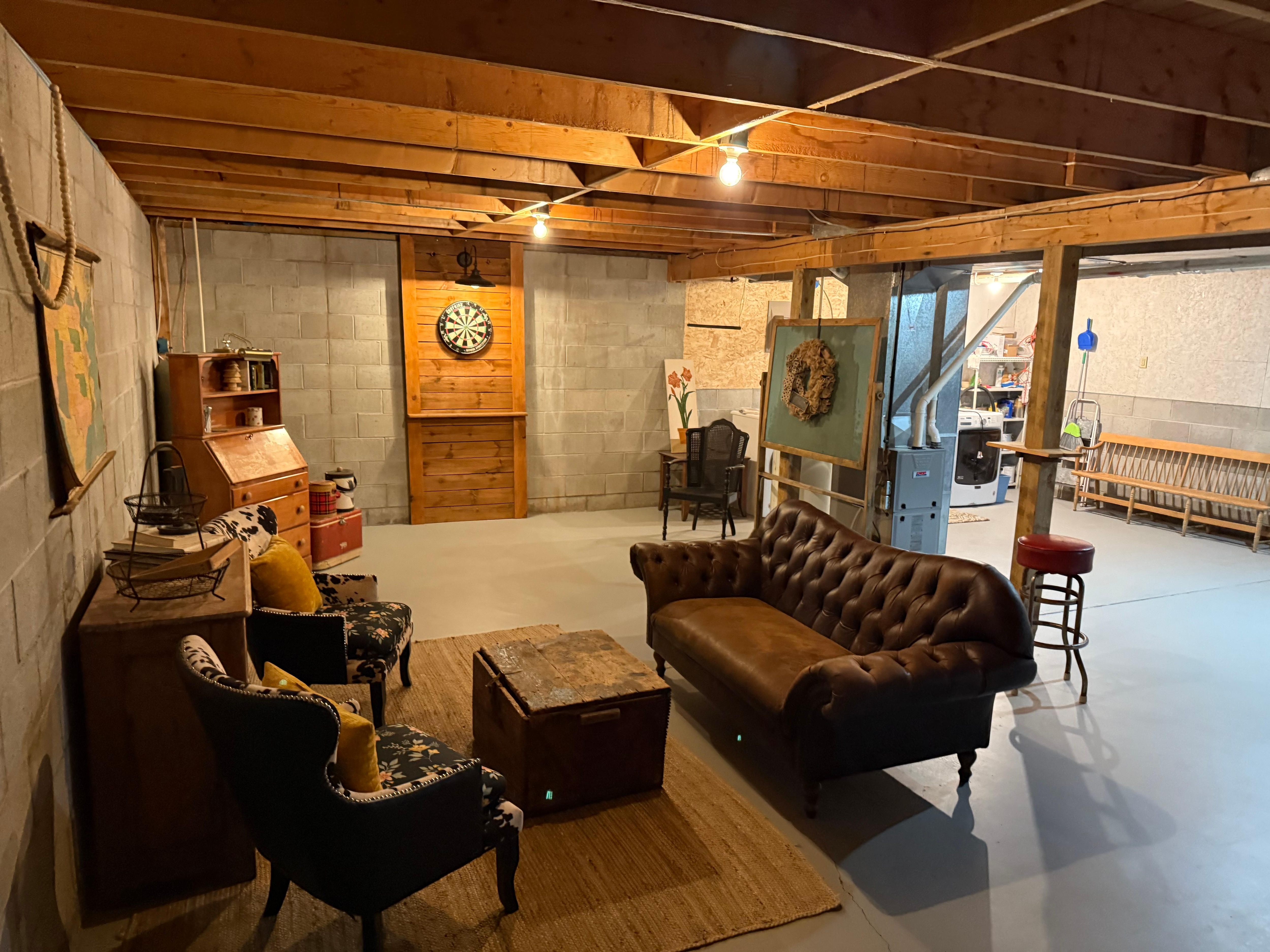 Unique downstairs game space 