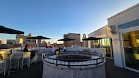 Hotel includes a great rooftop lounge and firepit.
