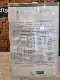 The schedule for the free shuttle to the airport as of March 2026