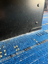 All the carpets near furniture and walls looked like this. Definitely needs a deep clean!