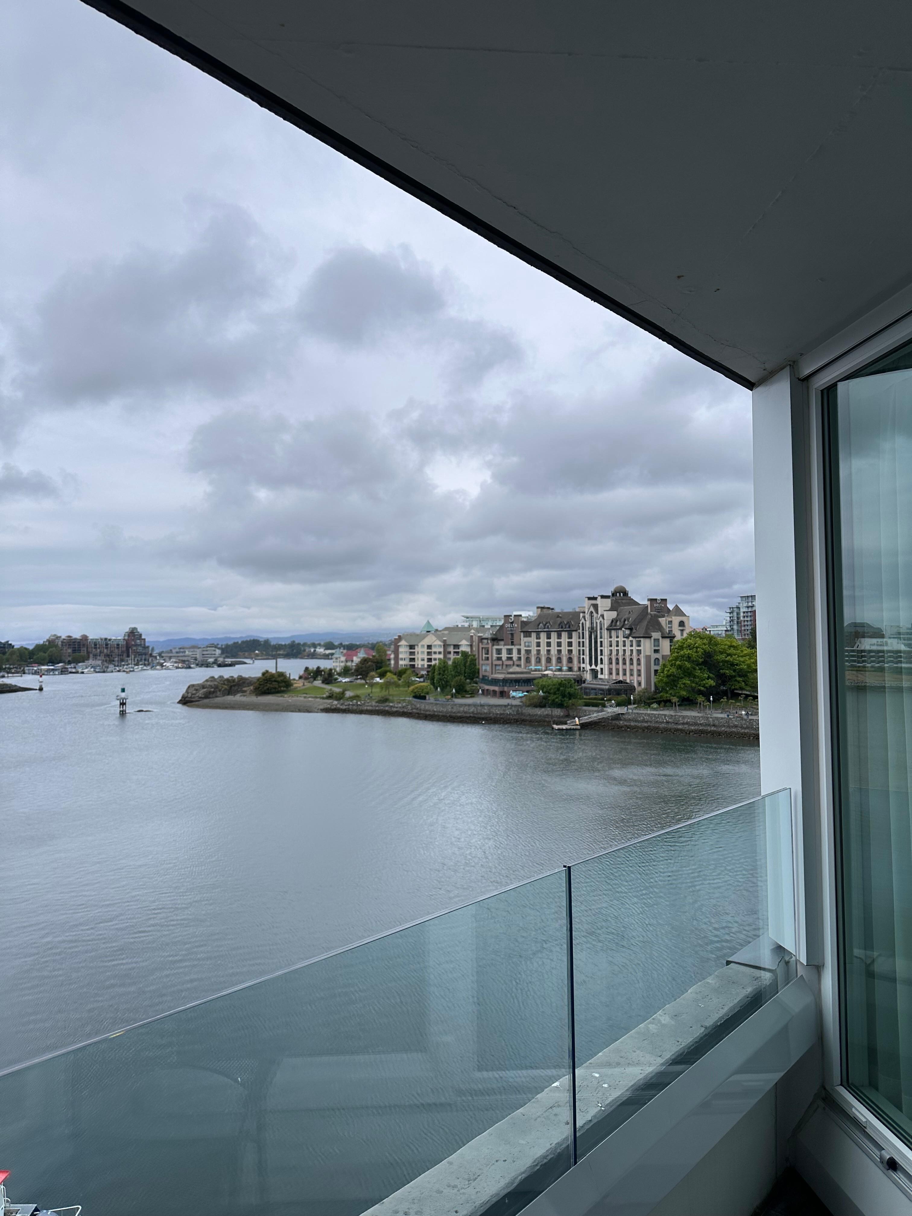 The view from the room’s balcony