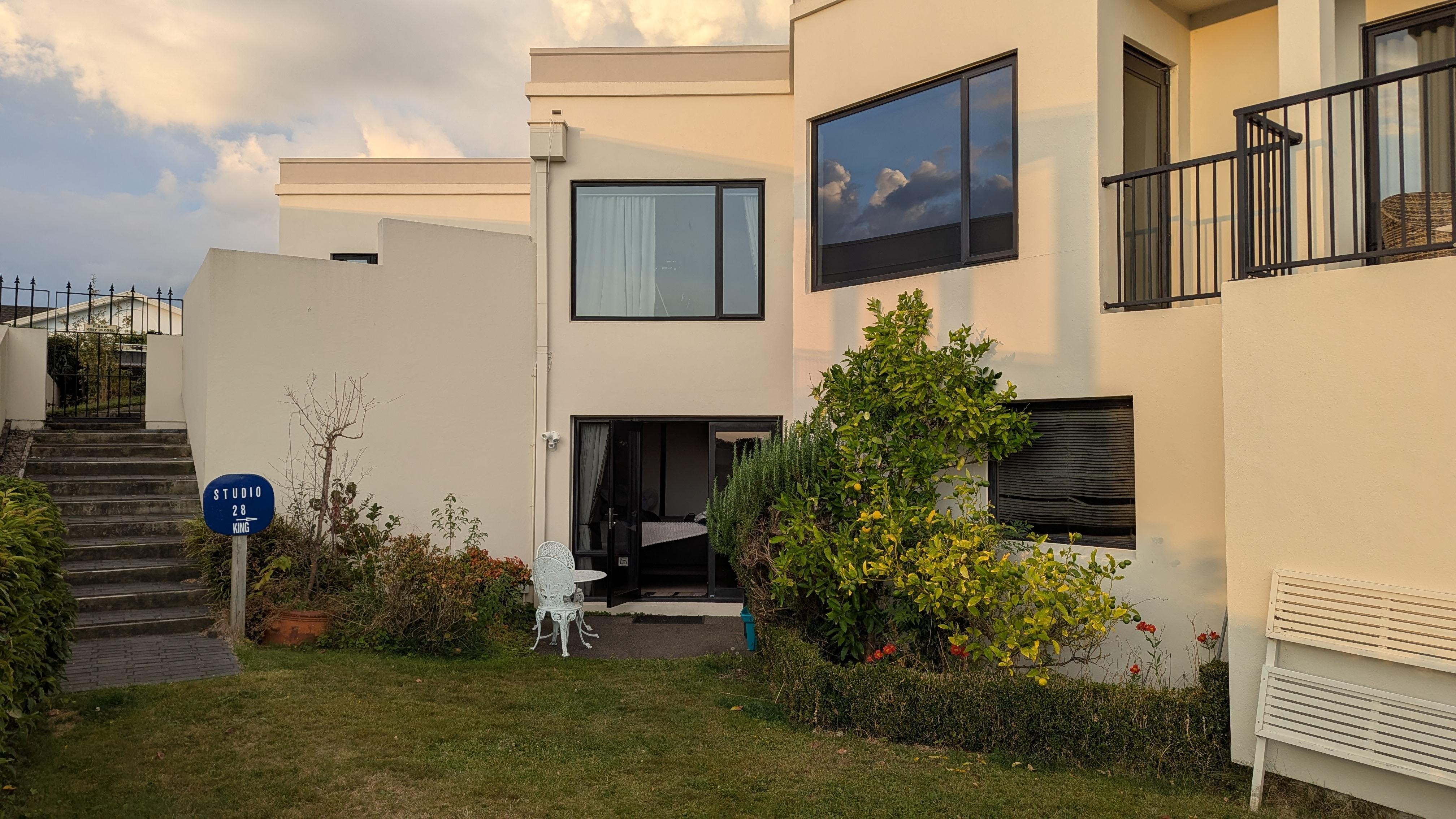 Property exterior. Entrance to the flat at bottom centre.