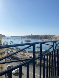 View from balcony, booked with partly sea view.