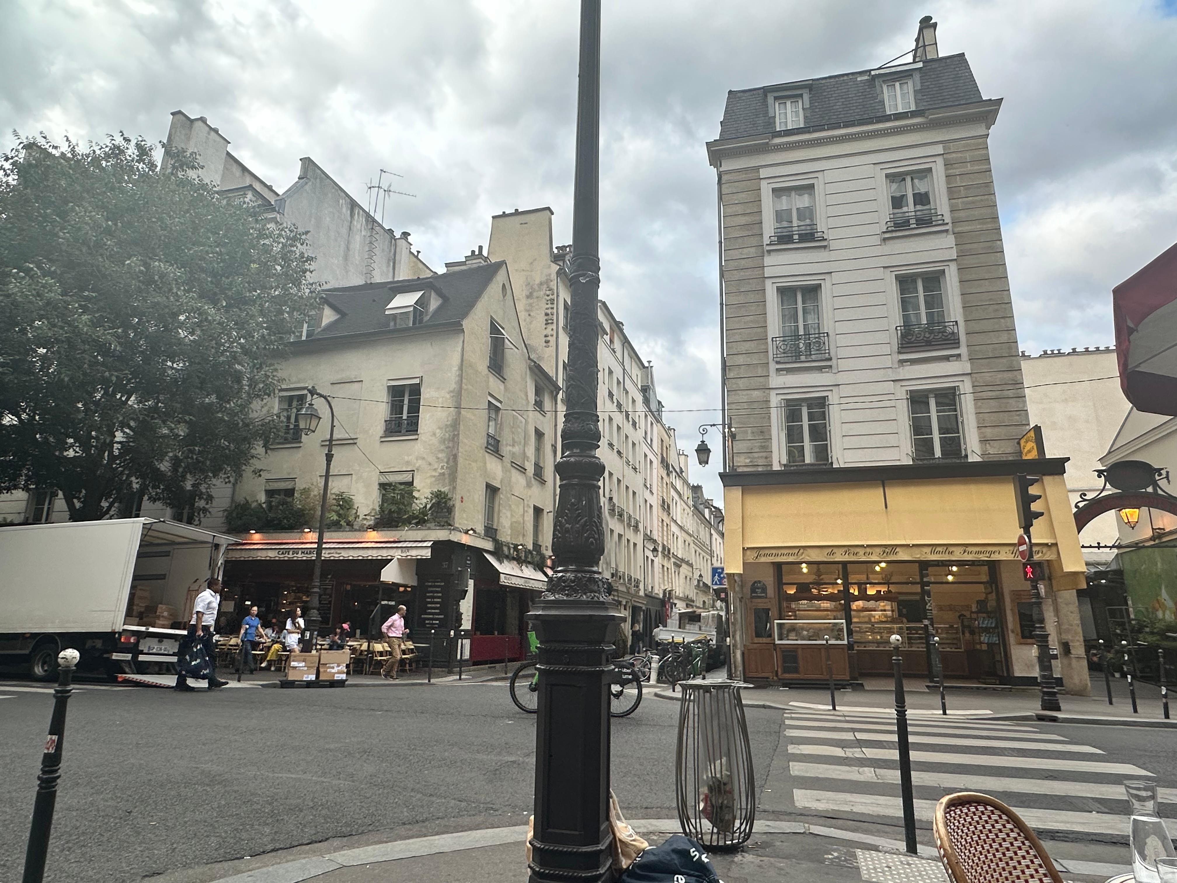 The view of the street from the cafe