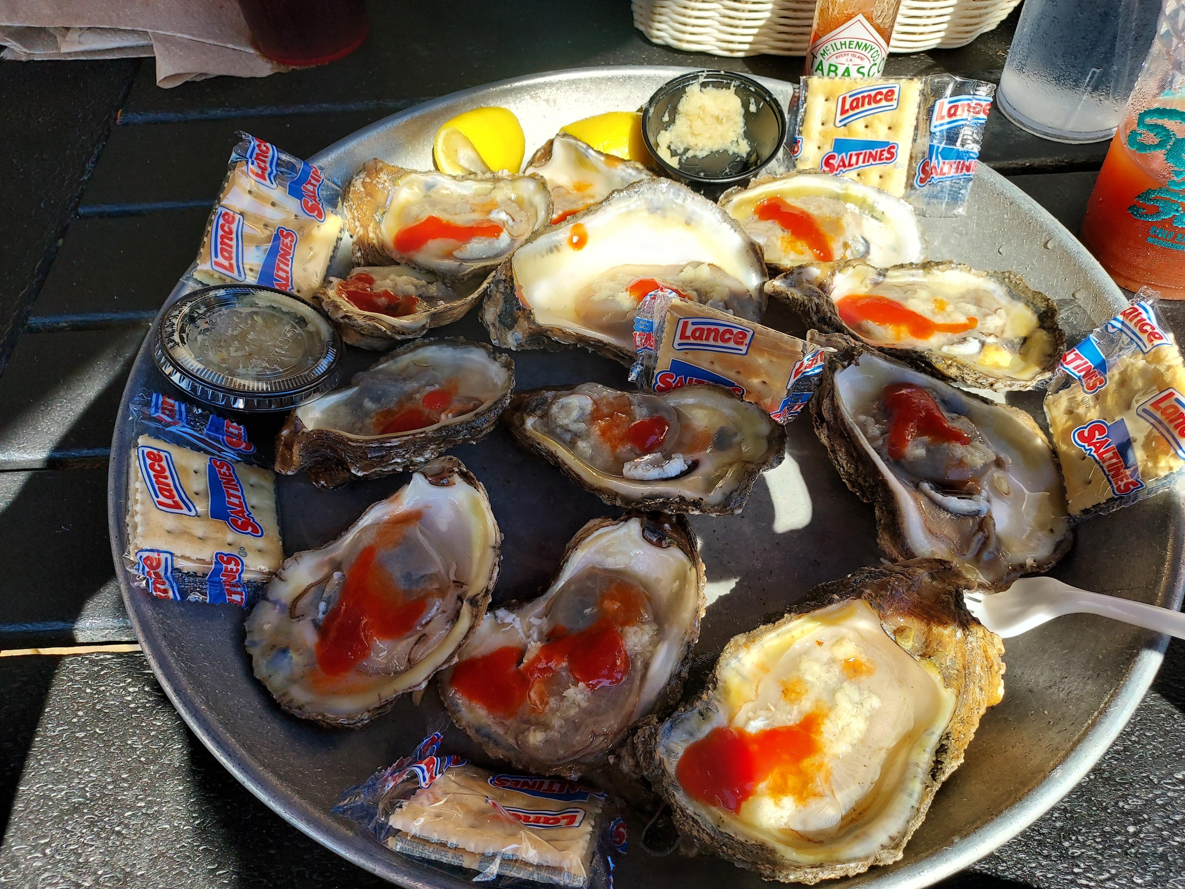 Oysters and a Bloody Mary from Sea & Suds, a quick walk from the condo and on the beach.