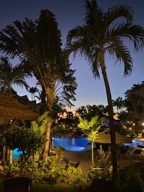 The sunset in the garden area