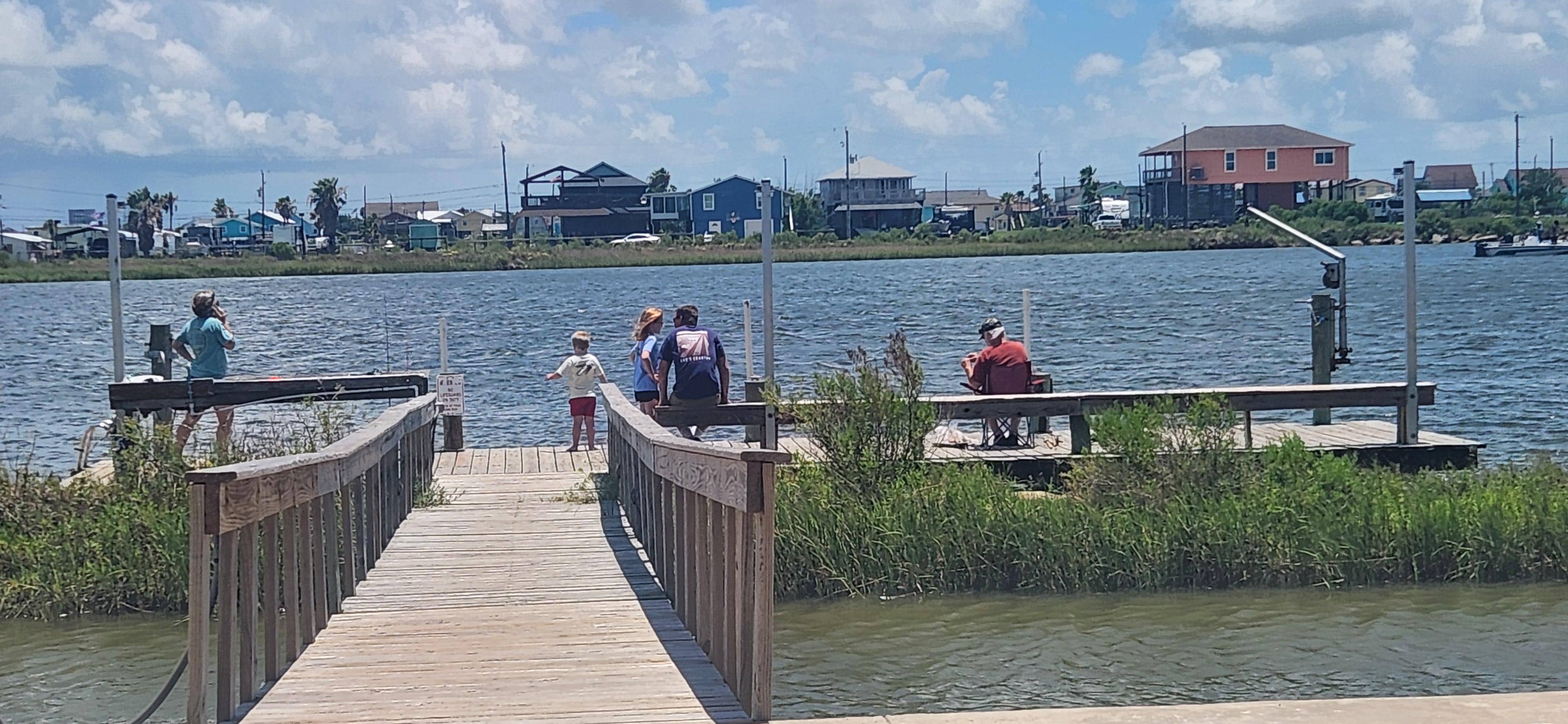 The dock directly in front provided hours of entertainment for the fishers